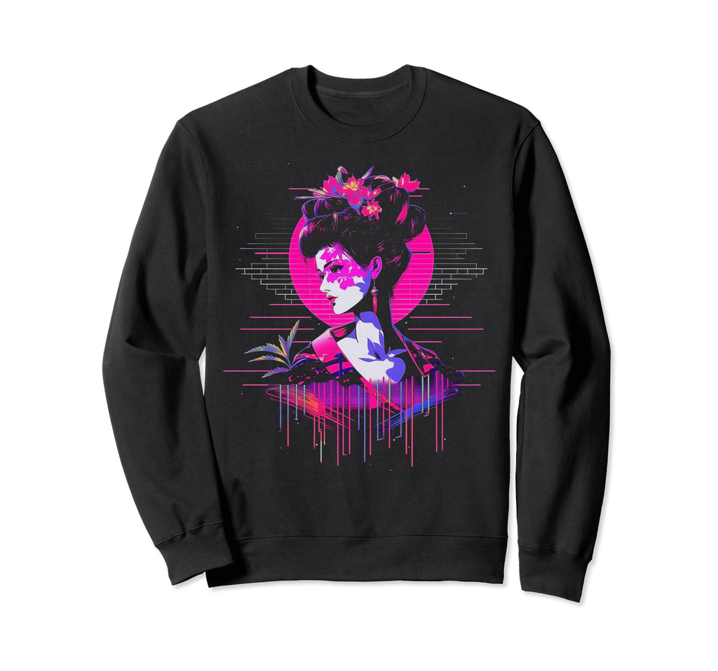 Vaporwave Geisha 80S Synthwave 4 Sweatshirt - Custom Art Print Men Women - T-Shirt, Sweatshirt, Hoodie