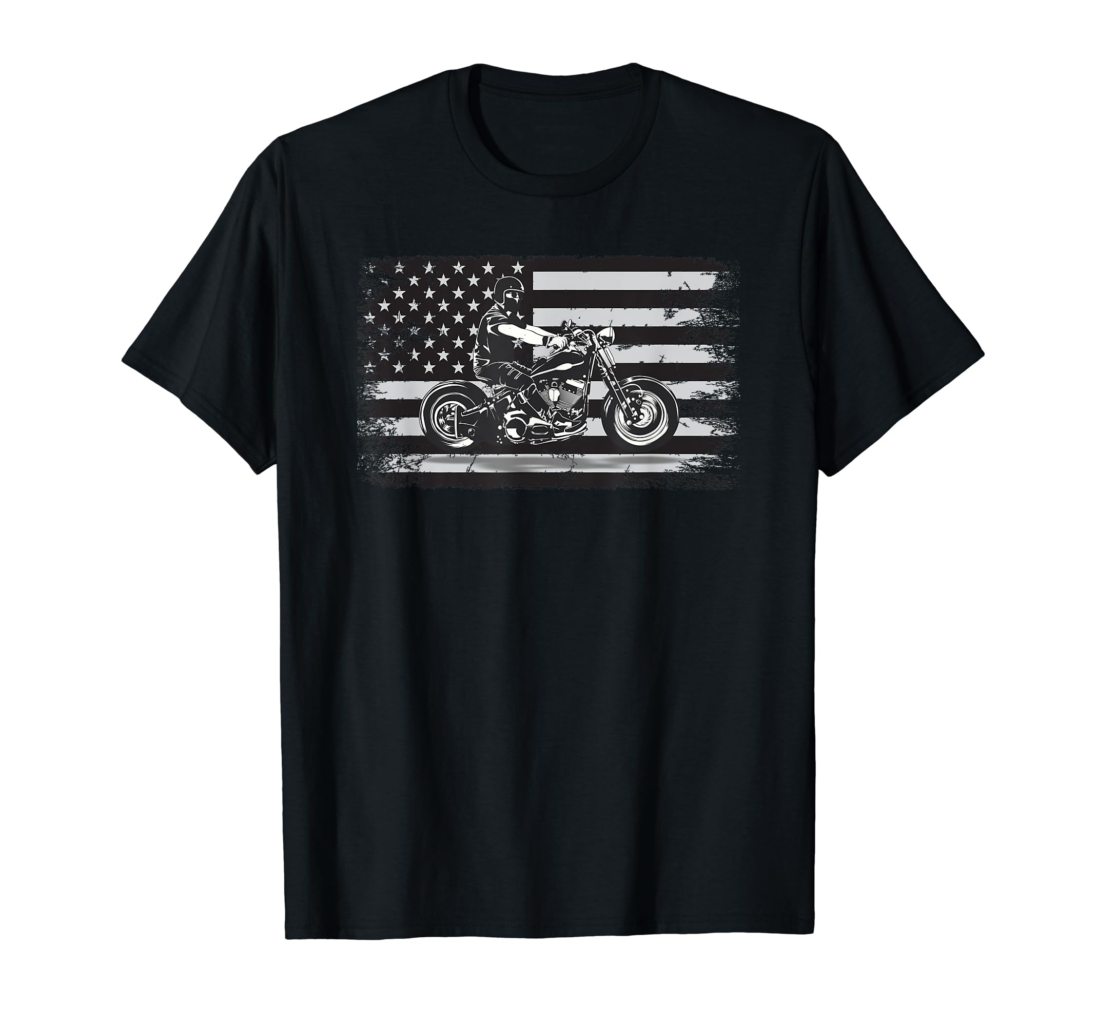 American Flag Biker Motorcycle Rider T-Shirt - Trendy Graphic for Adults - T-Shirt, Sweatshirt, Hoodie