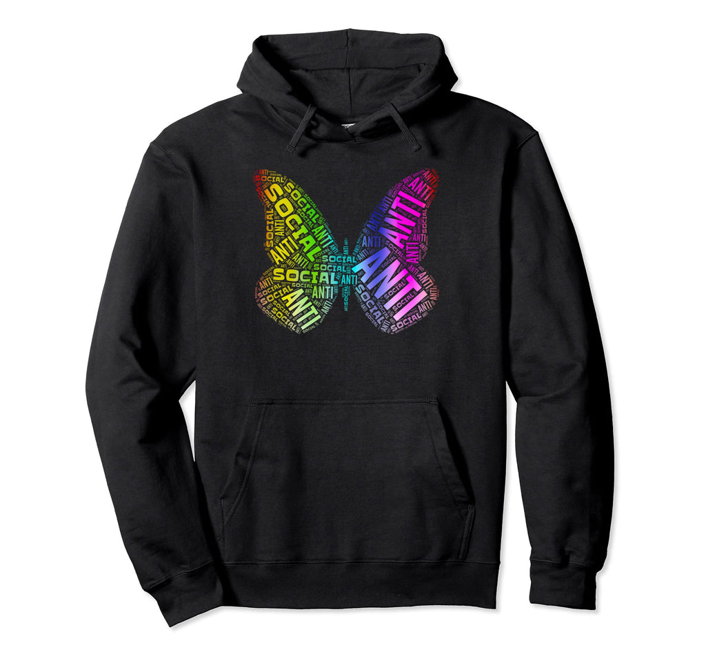 Antisocial Butterfly Funny Asocial Hoodie - Fun Novelty Design for Adults - T-Shirt, Sweatshirt, Hoodie