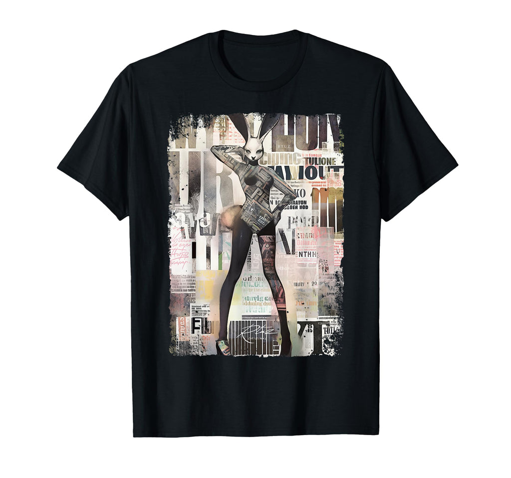 Magazine Cover Bunny Collage Sexy T-Shirt - Novelty Apparel for Adults - T-Shirt, Sweatshirt, Hoodie