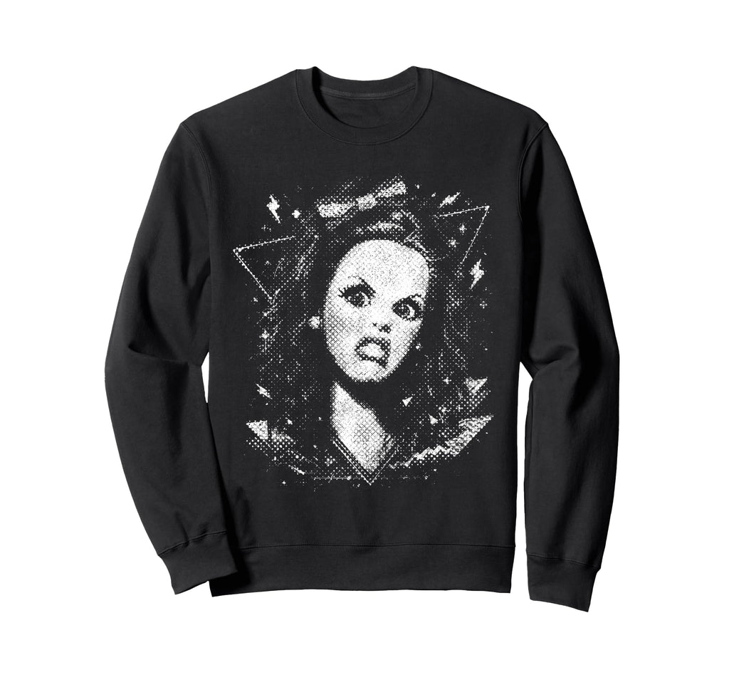 Pop Art Face Grunge Halftone Sweatshirt - Minimalist Print for Adults - T-Shirt, Sweatshirt, Hoodie