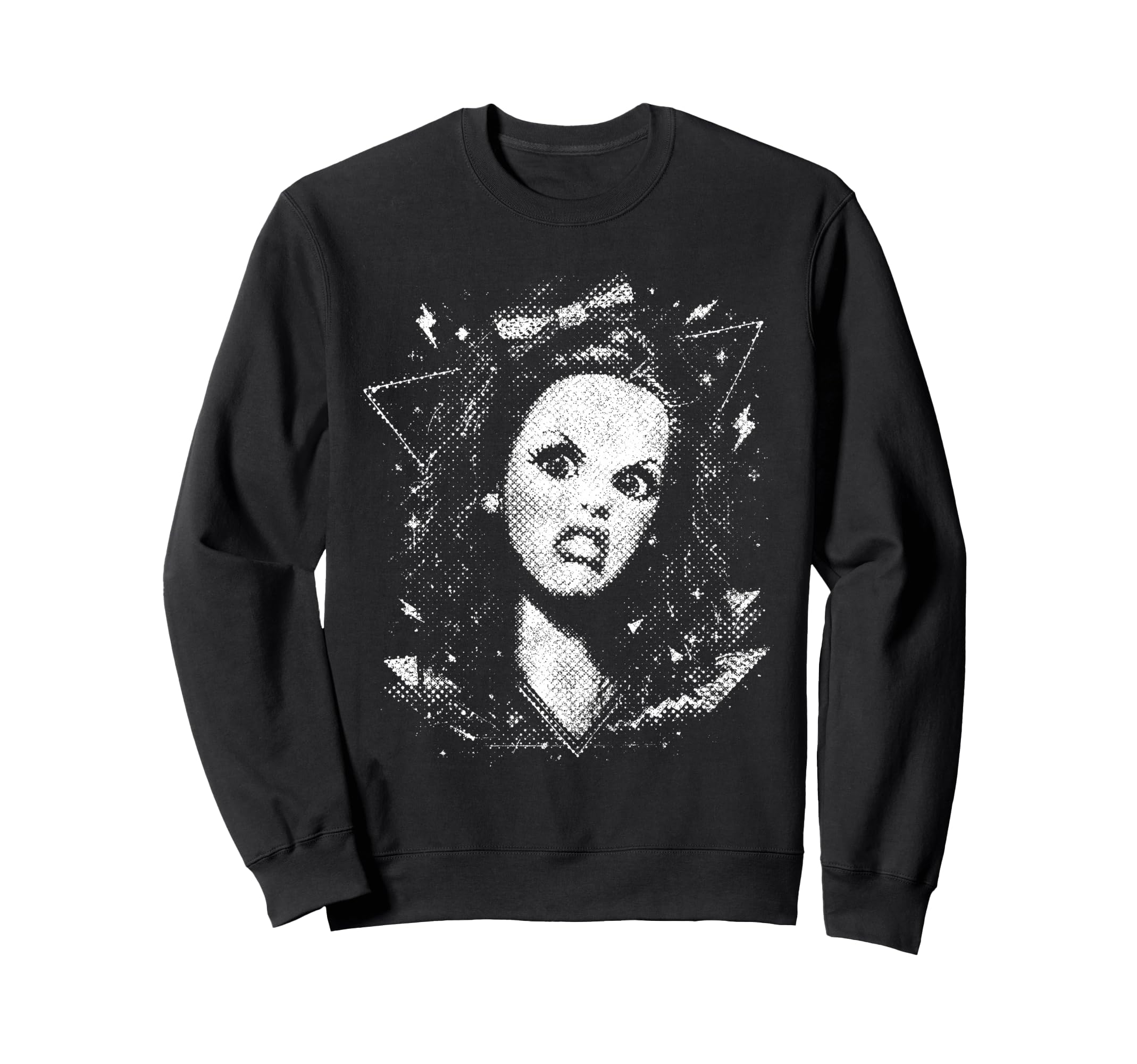 Pop Art Face Grunge Halftone Sweatshirt - Minimalist Print for Adults - T-Shirt, Sweatshirt, Hoodie