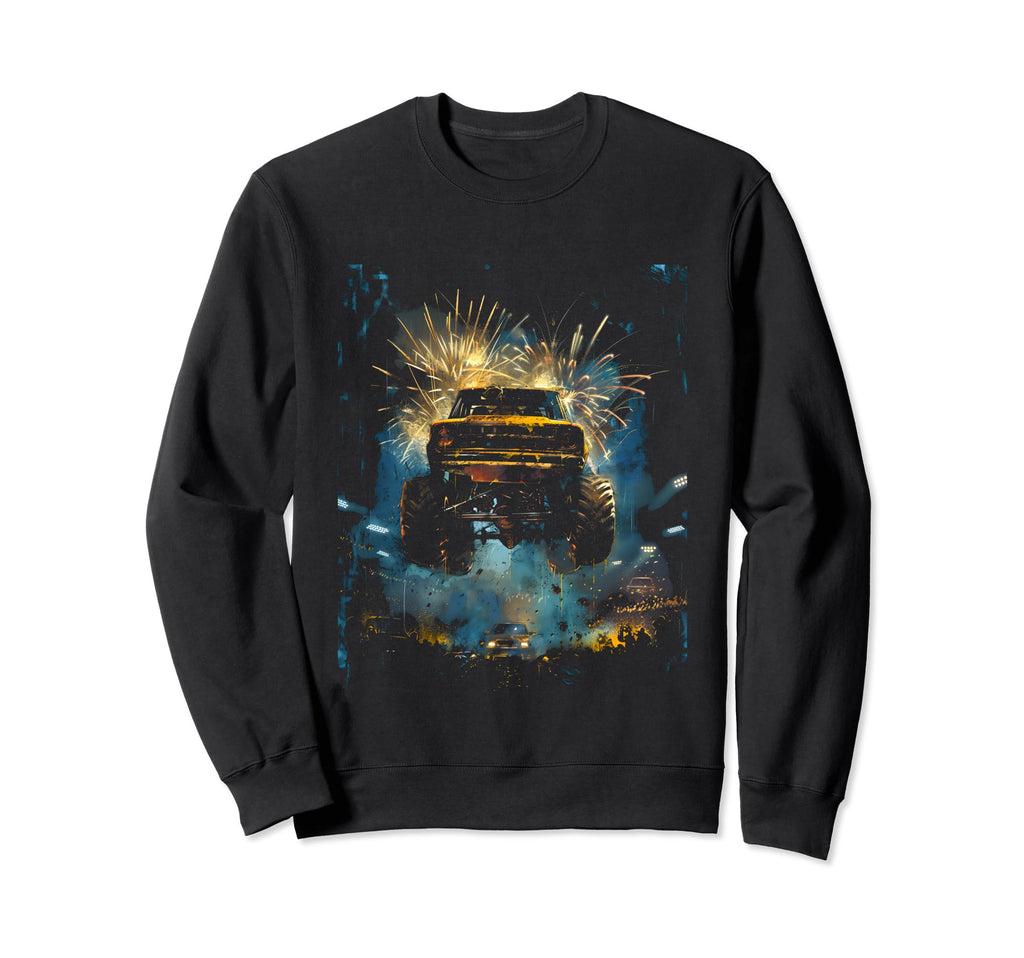 Monster Truck Action Car Show Sweatshirt - Unique Graphic Men Women - T-Shirt, Sweatshirt, Hoodie