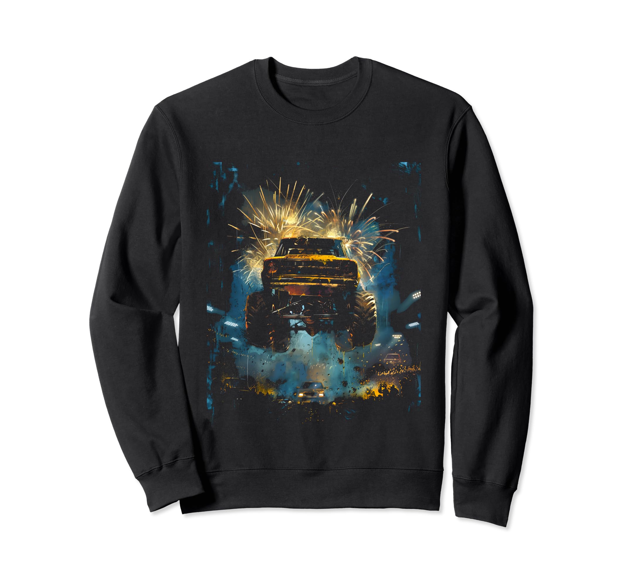 Monster Truck Action Car Show Sweatshirt - Unique Graphic Men Women - T-Shirt, Sweatshirt, Hoodie
