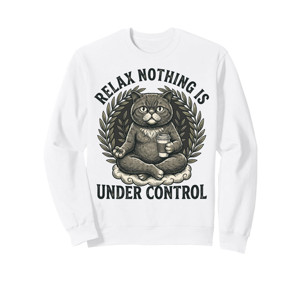 Relax Nothing Is Under Control Sweatshirt - Minimalist Print for Adults - T-Shirt, Sweatshirt, Hoodie