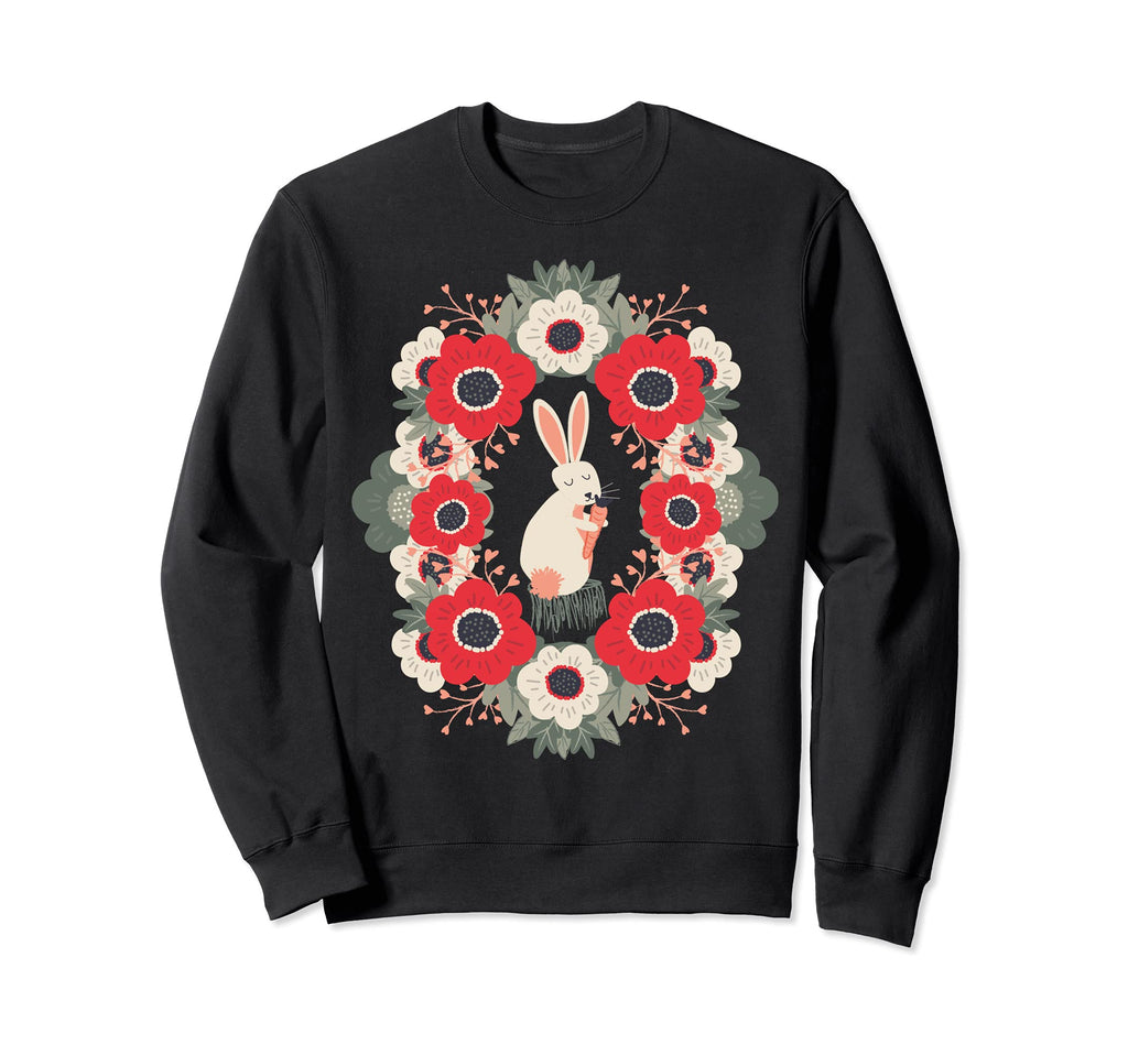 Rabbit Gnawing Carrot Love Flower Sweatshirt - Novelty Apparel Men Women - T-Shirt, Sweatshirt, Hoodie