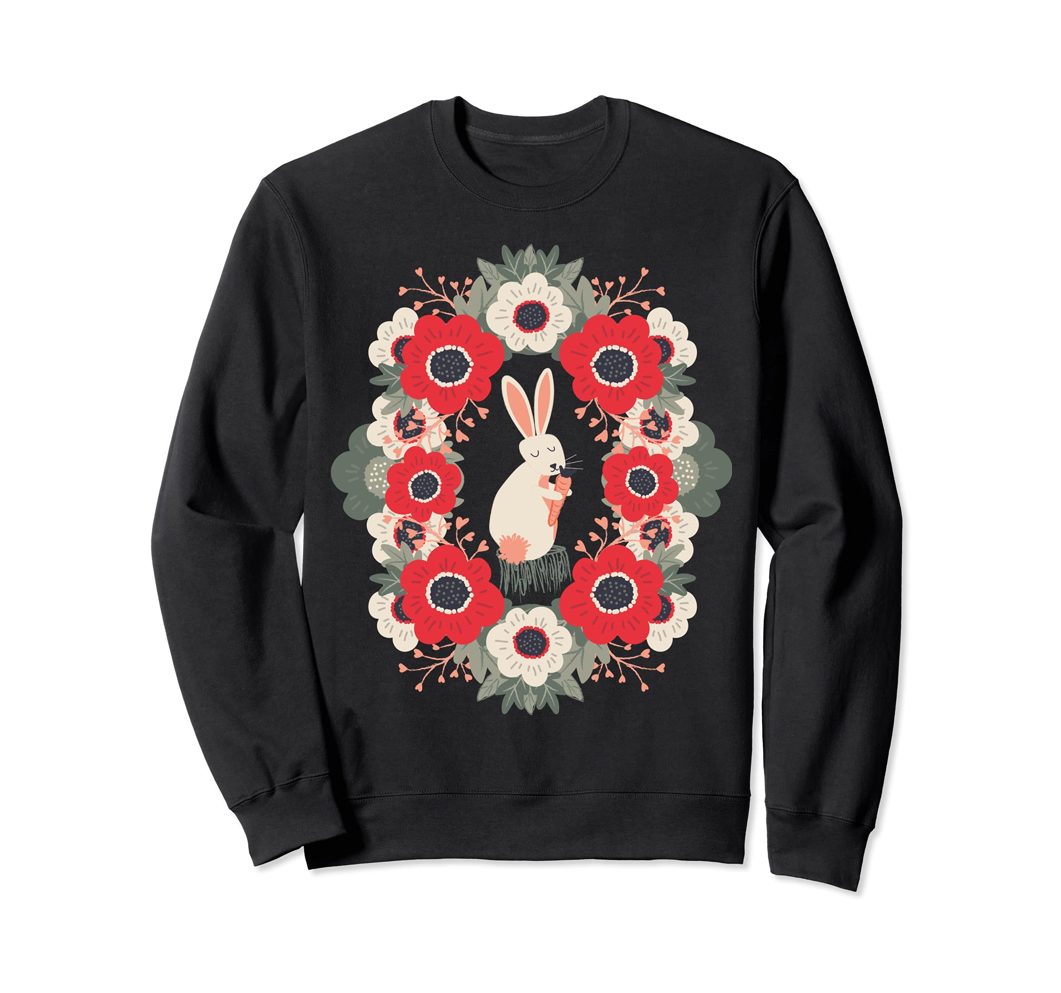 Rabbit Gnawing Carrot Love Flower Sweatshirt - Novelty Apparel Men Women - T-Shirt, Sweatshirt, Hoodie