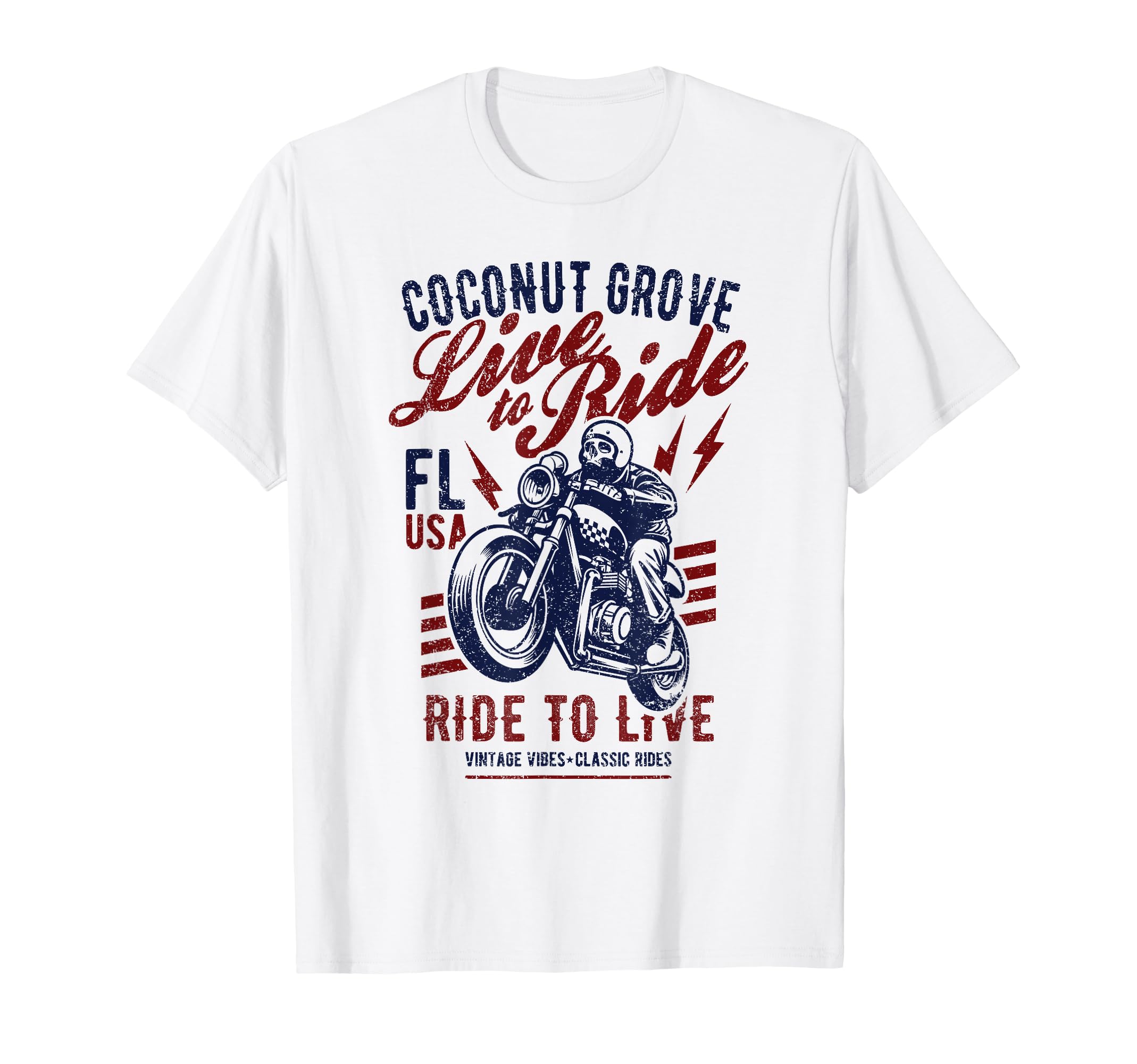 Coconut Grove Florida Motorcycle Skull T-Shirt - Unique Graphic for Adults - T-Shirt, Sweatshirt, Hoodie