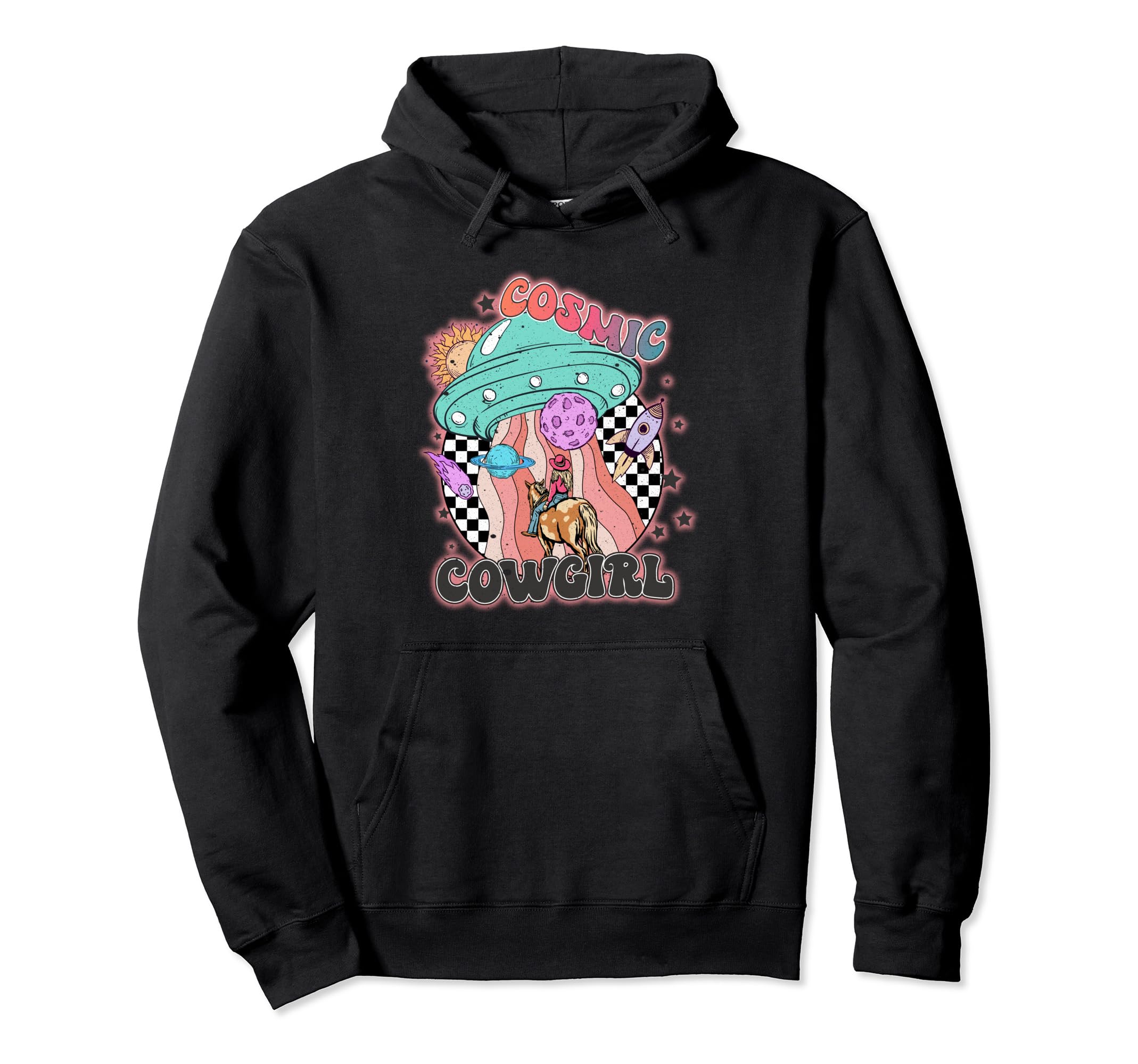 Ufo Cowgirls Horse Western Cosmos Hoodie - Streetwear Style for Adults - T-Shirt, Sweatshirt, Hoodie