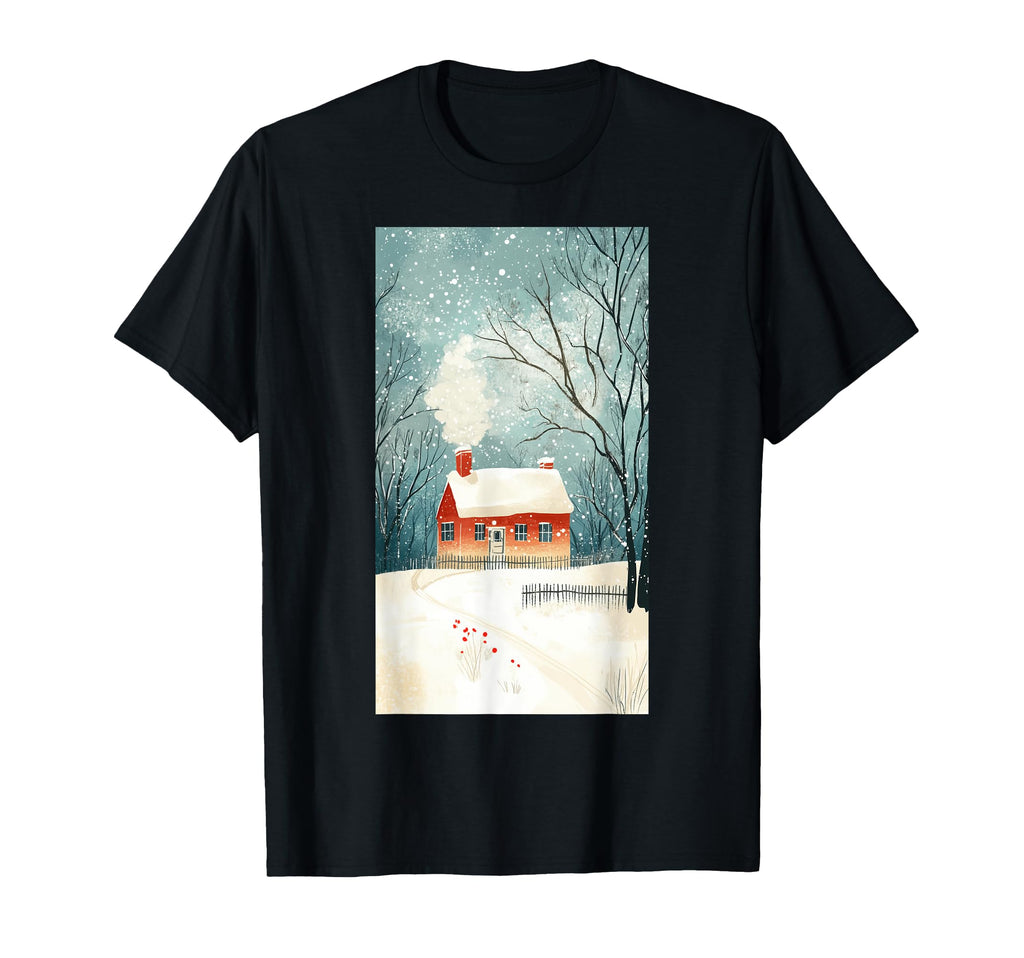 Winter Postcard Snow Cozy Bird T-Shirt - Minimalist Print for Adults - T-Shirt, Sweatshirt, Hoodie