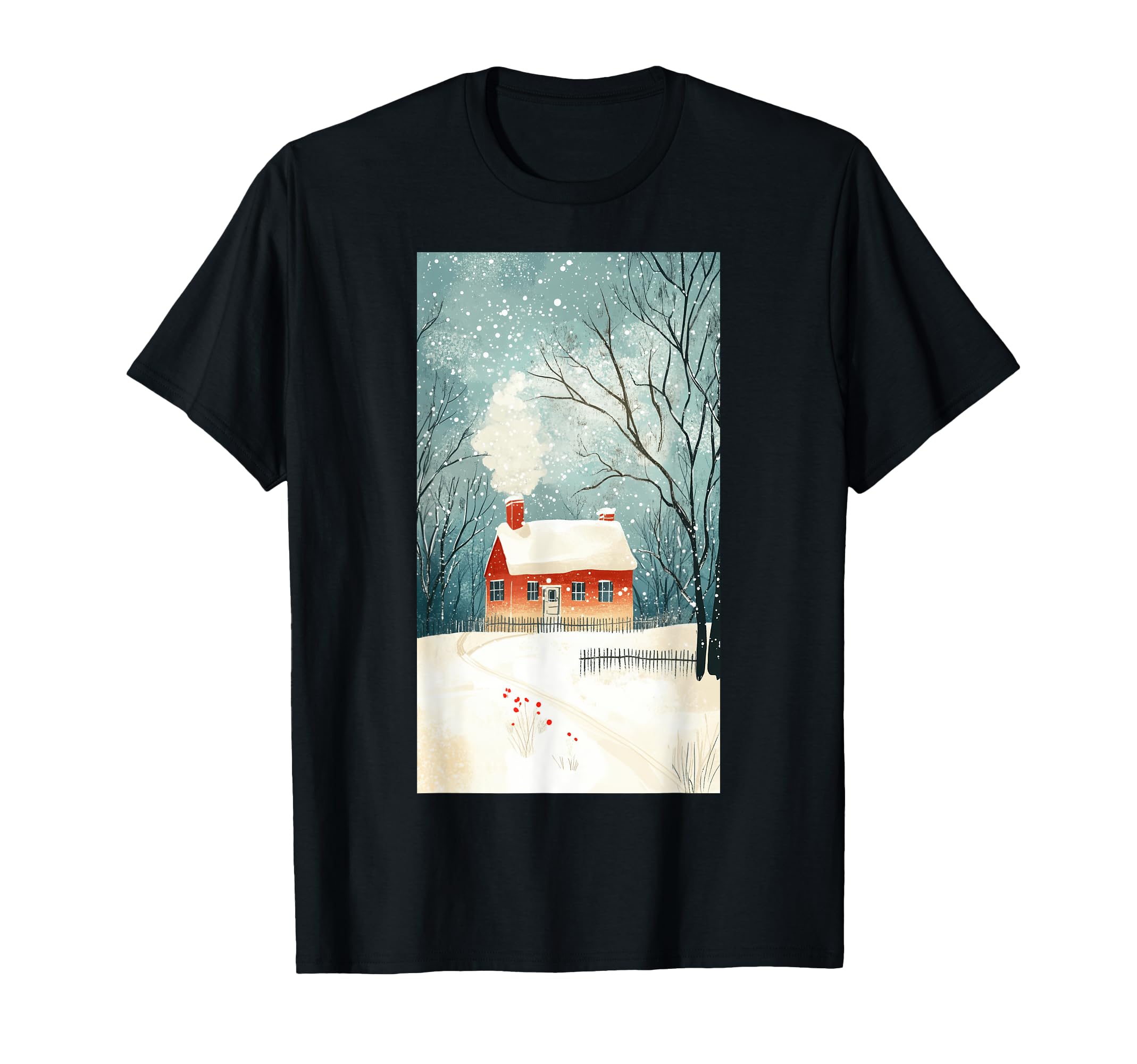 Winter Postcard Snow Cozy Bird T-Shirt - Minimalist Print for Adults - T-Shirt, Sweatshirt, Hoodie