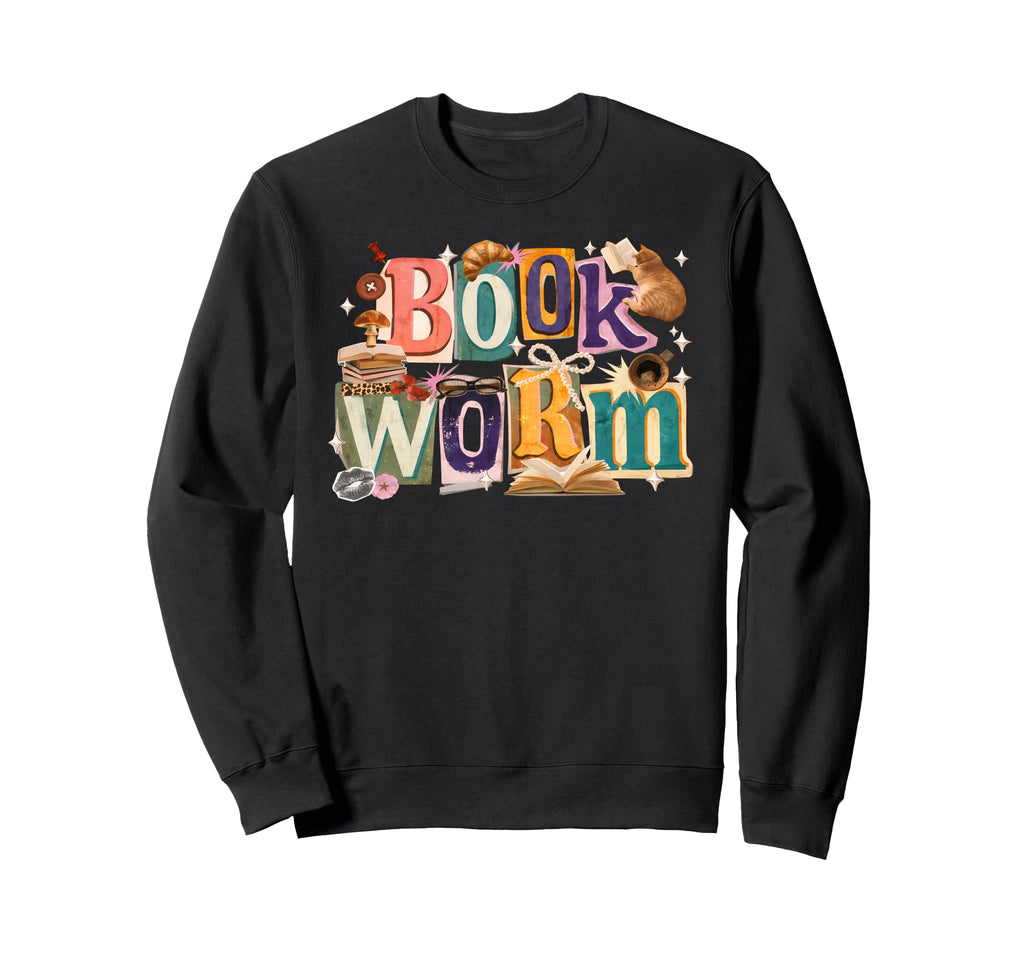 Bookworm Ransom Note Typography Sweatshirt - Fun Novelty Design for Adults - T-Shirt, Sweatshirt, Hoodie