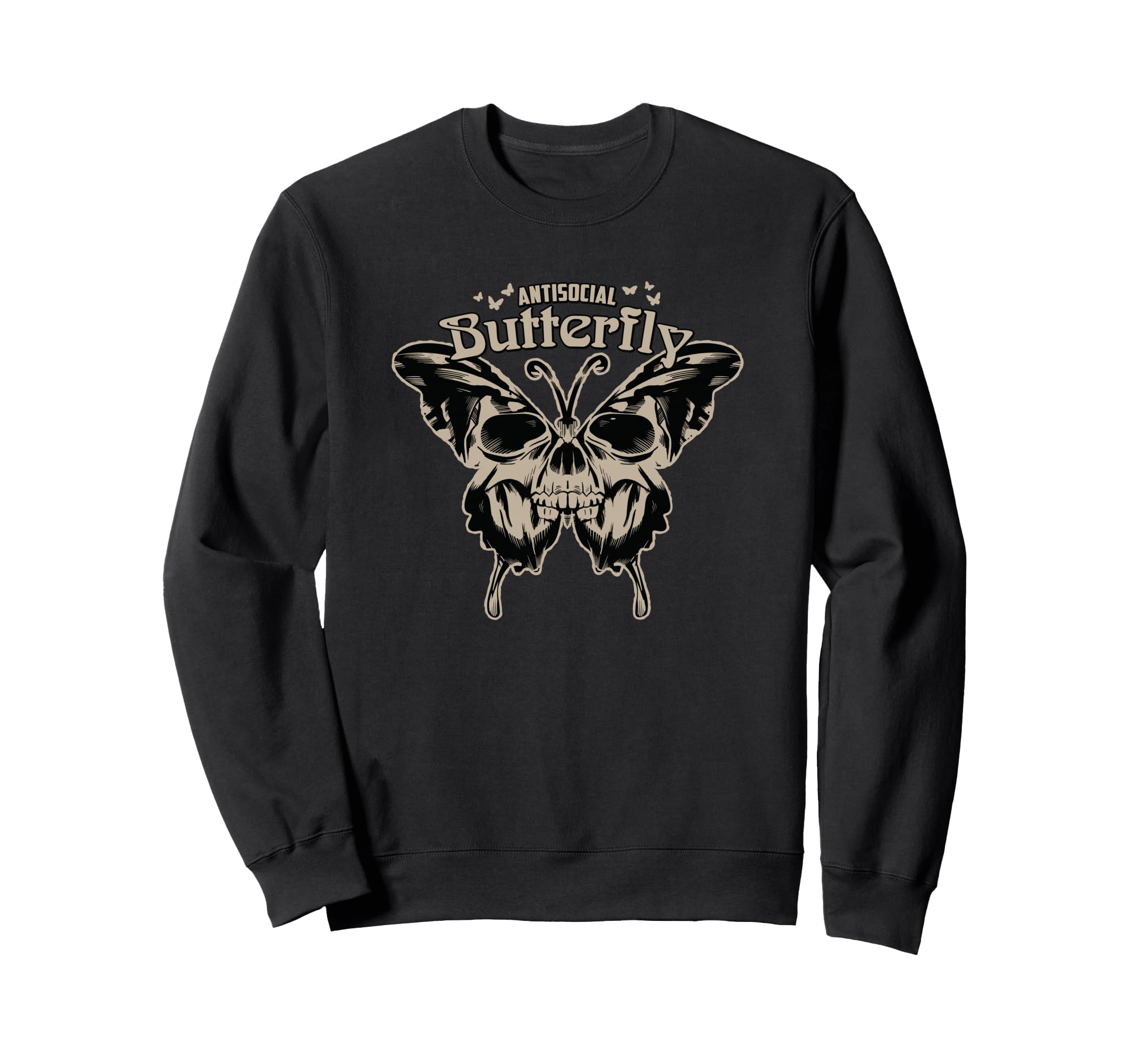 Antisocial Butterfly Skull Wings Sweatshirt - Custom Art Print Men Women - T-Shirt, Sweatshirt, Hoodie