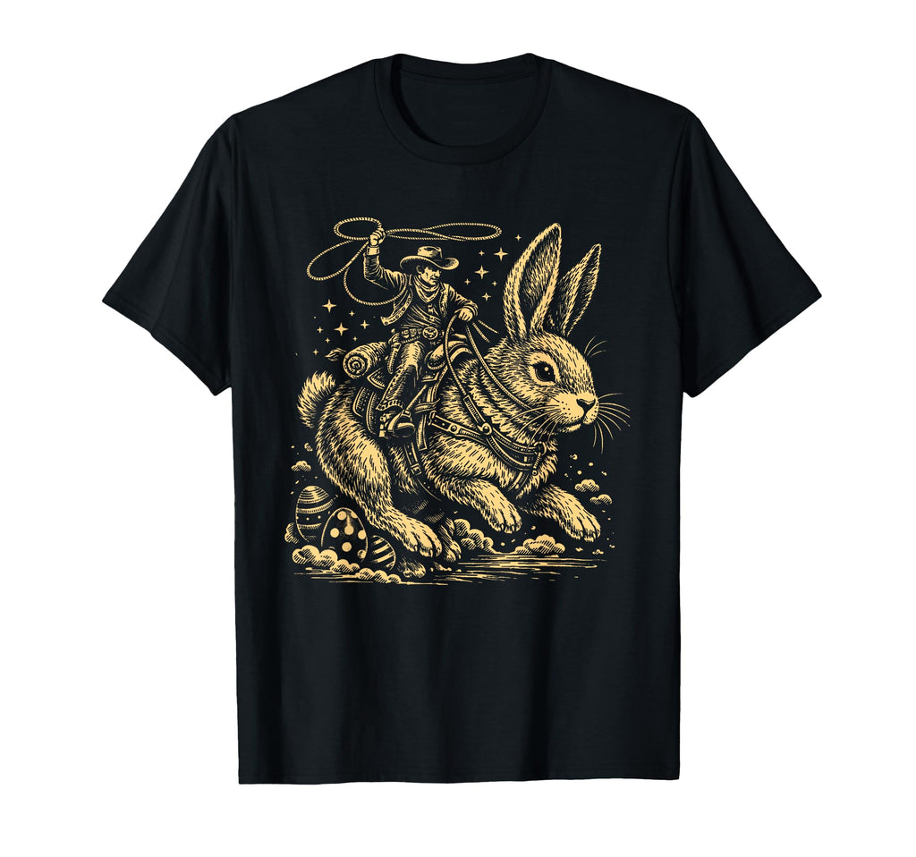 Funny Cowboy Easter Bunny Western T-Shirt - Custom Art Print Men Women - T-Shirt, Sweatshirt, Hoodie