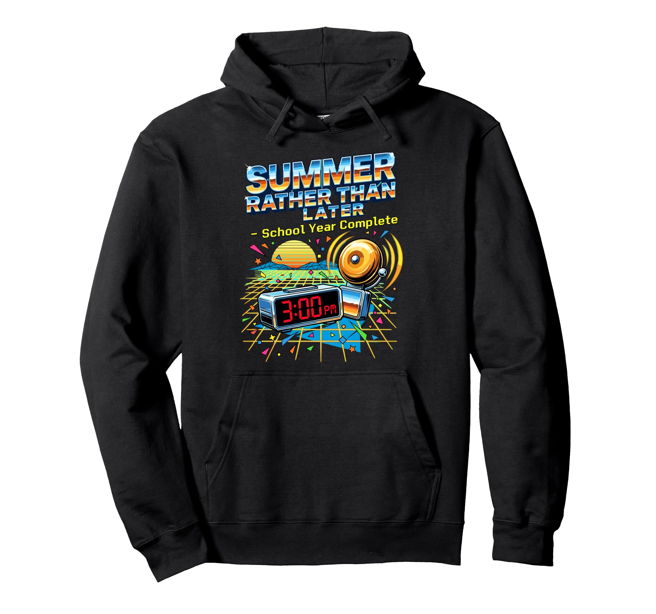 80S School Year Complete 3Pm Clock Bell Hoodie - Minimalist Print Unisex - T-Shirt, Sweatshirt, Hoodie