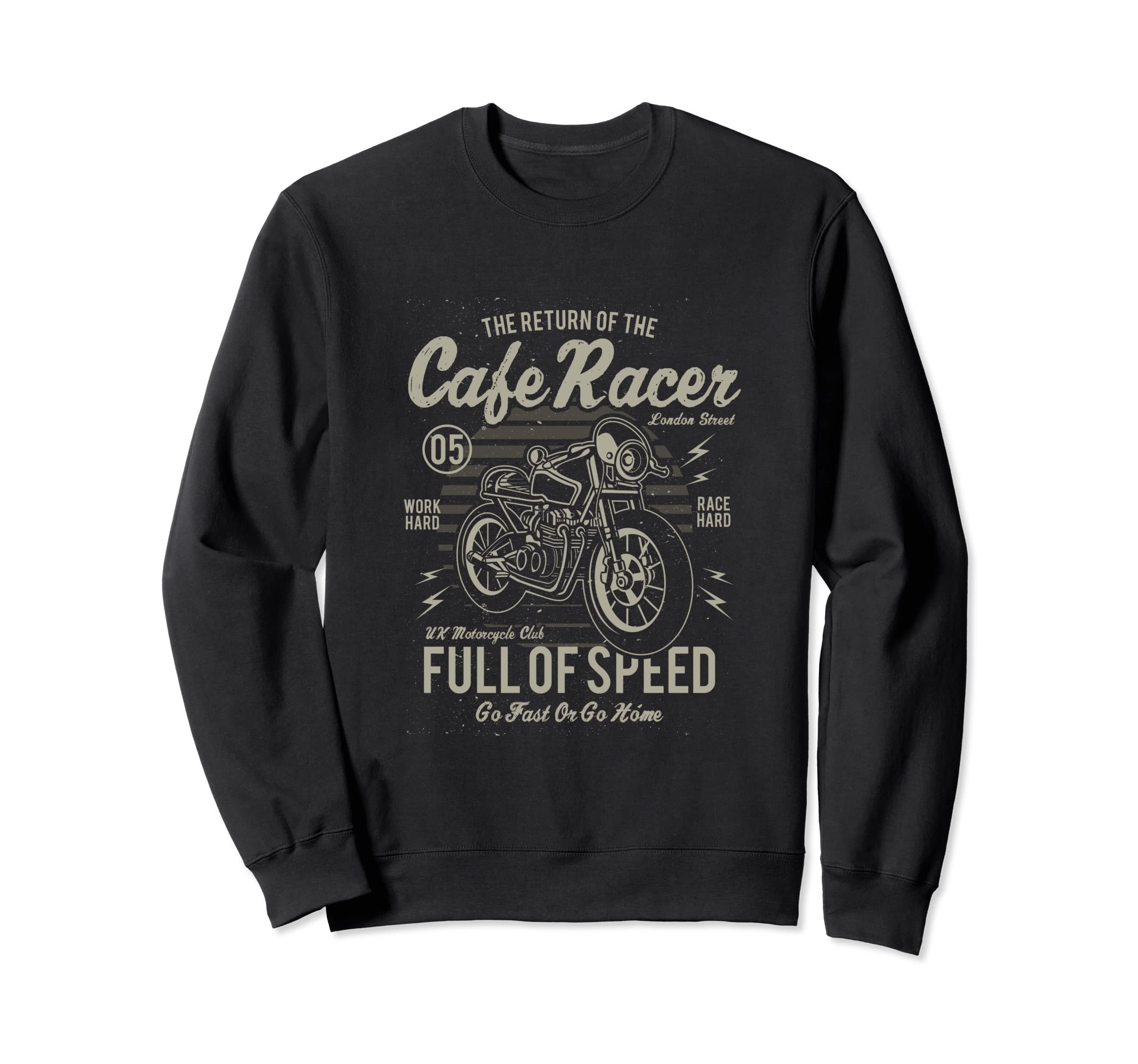 Cafe Racer Full Speed Motorcycle Sweatshirt - Fun Novelty Design Men Women - T-Shirt, Sweatshirt, Hoodie