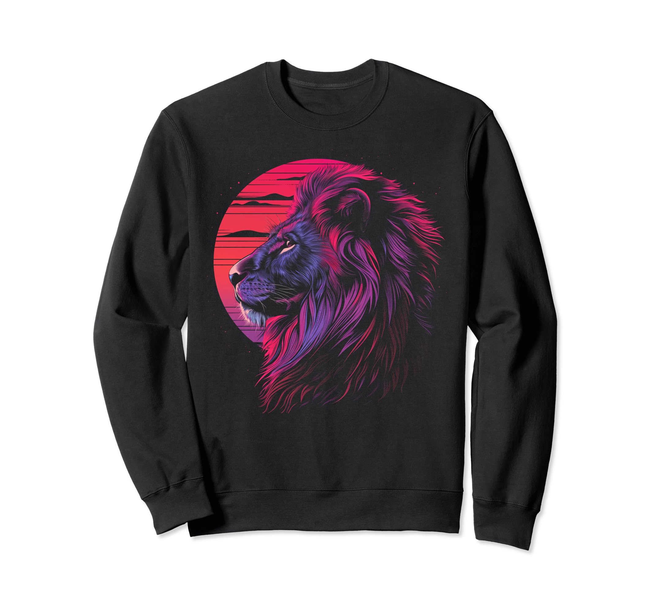 Lion Vaporwave Aesthetic Synthwave 80S Sweatshirt - Novelty Apparel Unisex - T-Shirt, Sweatshirt, Hoodie