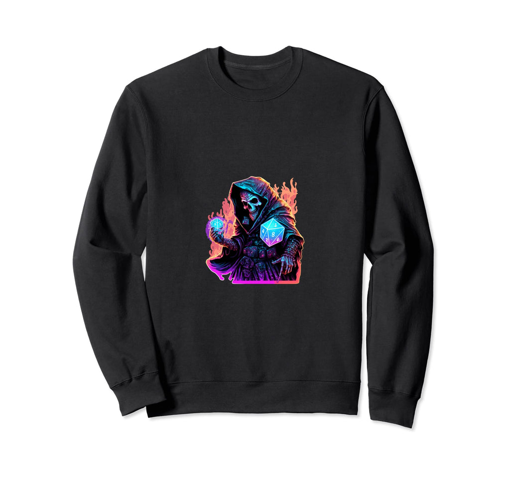 Lich Skull Wizard Synthwave 80S D20 Sweatshirt - Trendy Graphic Unisex - T-Shirt, Sweatshirt, Hoodie