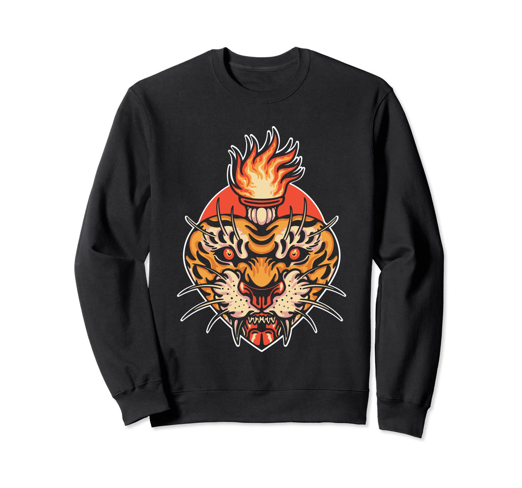 Sacred Heart Tiger Traditional Tattoo Sweatshirt - Minimalist Print Unisex - T-Shirt, Sweatshirt, Hoodie