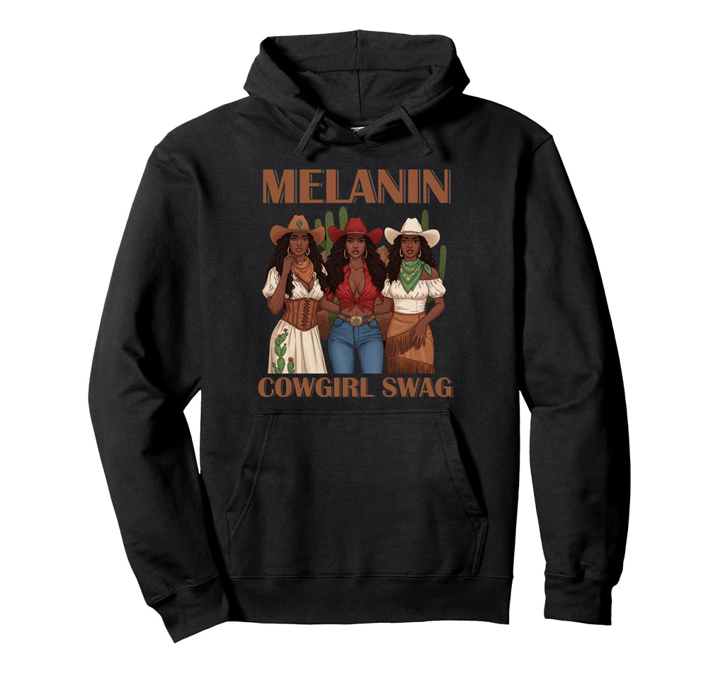 Lets Go Western Country Melanin Cowgirl Hoodie - Minimalist Print Unisex - T-Shirt, Sweatshirt, Hoodie