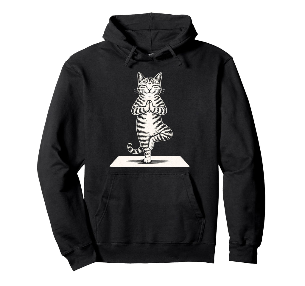Yoga Cat Pose Feline Meditation Zen Hoodie - Aesthetic Graphic Men Women - T-Shirt, Sweatshirt, Hoodie