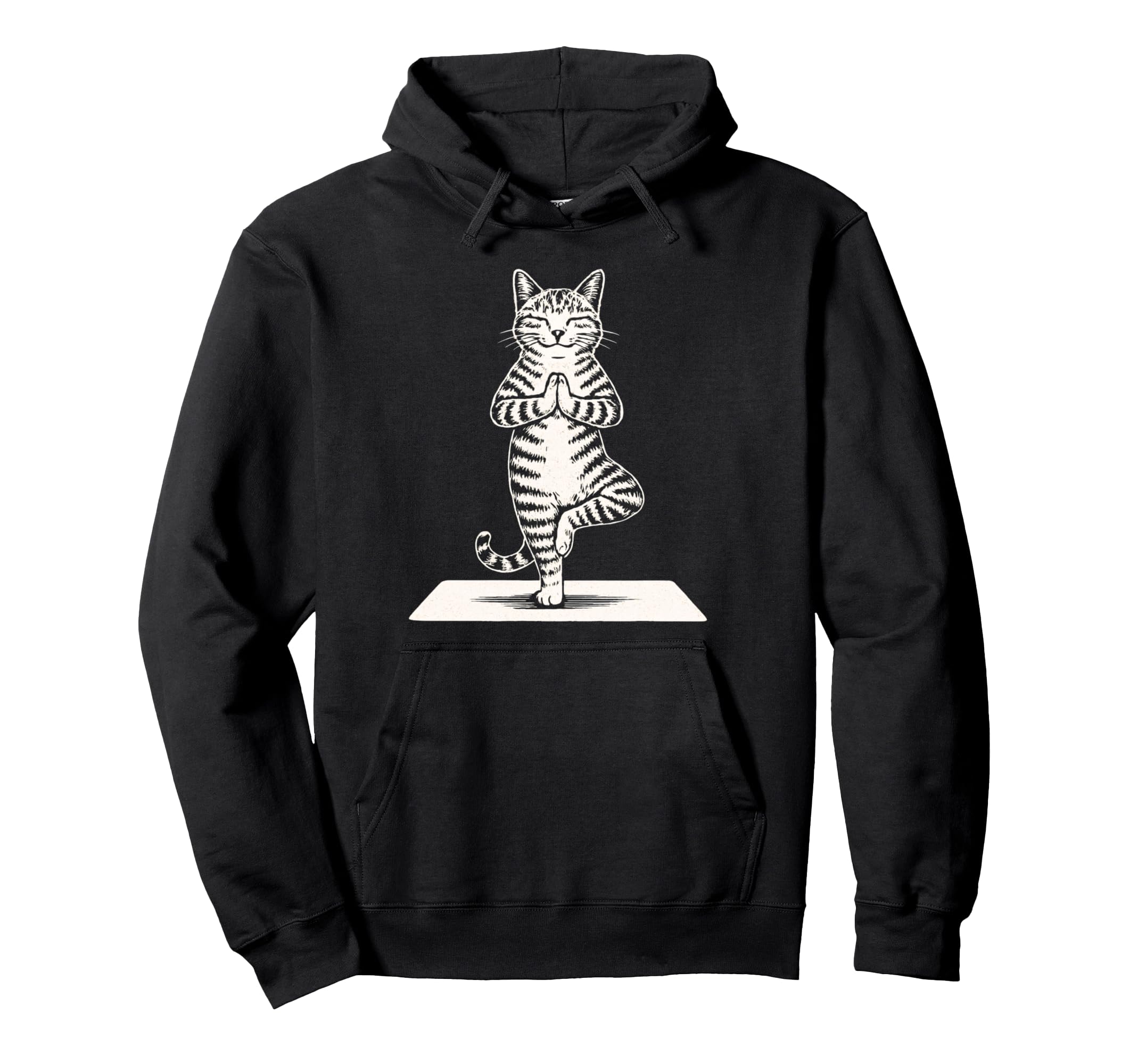 Yoga Cat Pose Feline Meditation Zen Hoodie - Aesthetic Graphic Men Women - T-Shirt, Sweatshirt, Hoodie