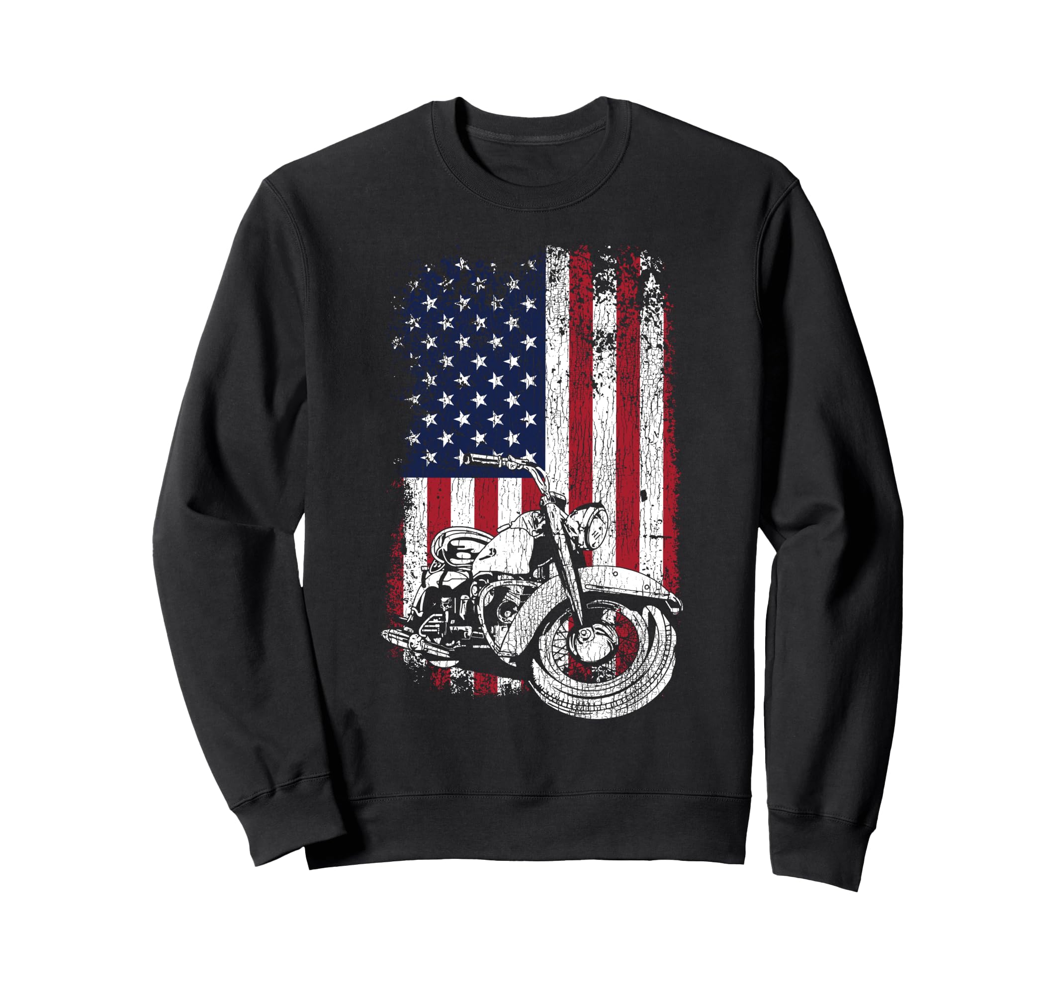 Motorcycle Biker American Flag Sweatshirt - Custom Art Print Men Women - T-Shirt, Sweatshirt, Hoodie