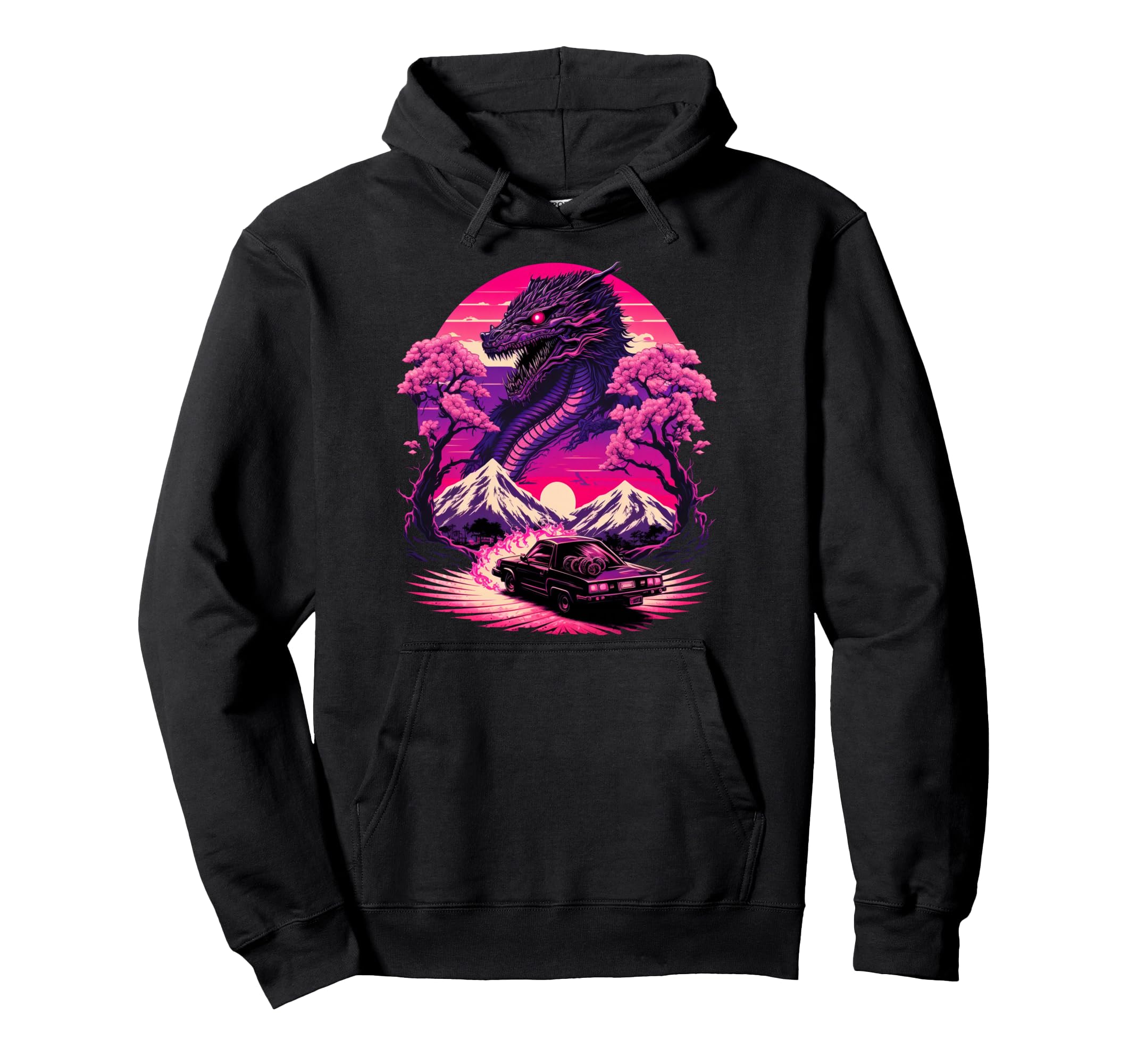 Dragon Vaporwave Synthwave 80S Hoodie - Graphic Print for Adults - T-Shirt, Sweatshirt, Hoodie