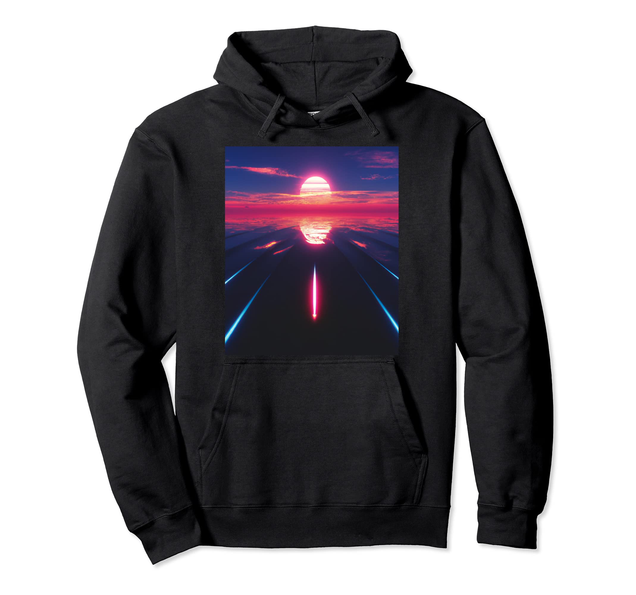 Vaporwave Aesthetic Sunset Above Hoodie - Novelty Apparel Unisex - T-Shirt, Sweatshirt, Hoodie