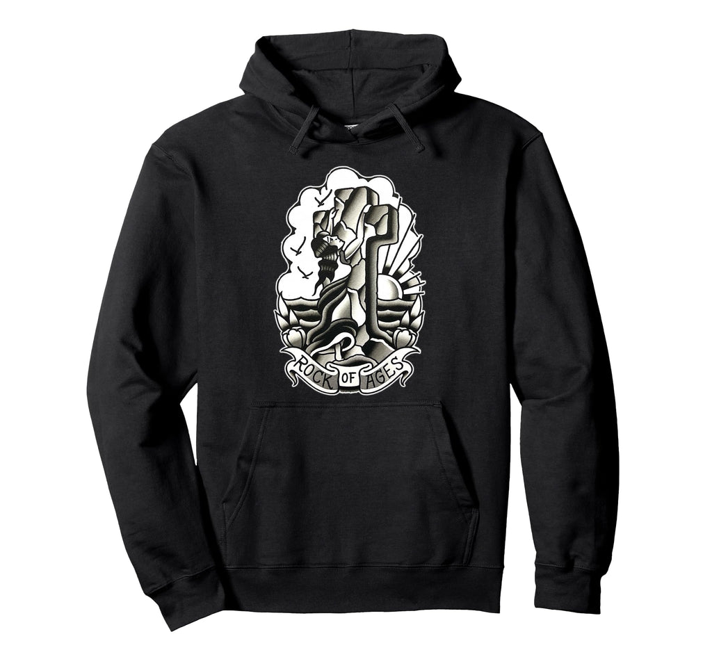 Rock Ages Blackwork Traditional Tattoo Hoodie - Custom Art Print Unisex - T-Shirt, Sweatshirt, Hoodie