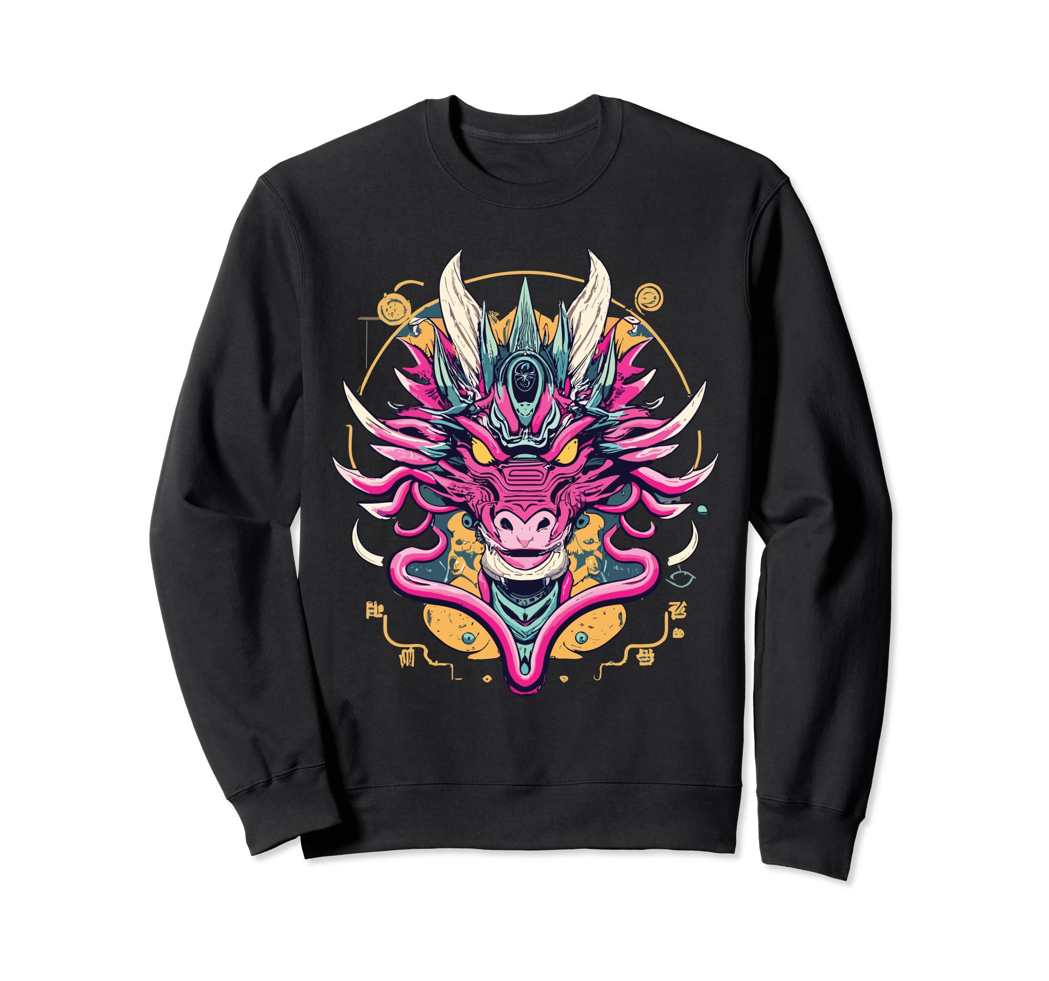 Dragon Techno Vaporwave Anime Sweatshirt - Graphic Print for Adults - T-Shirt, Sweatshirt, Hoodie