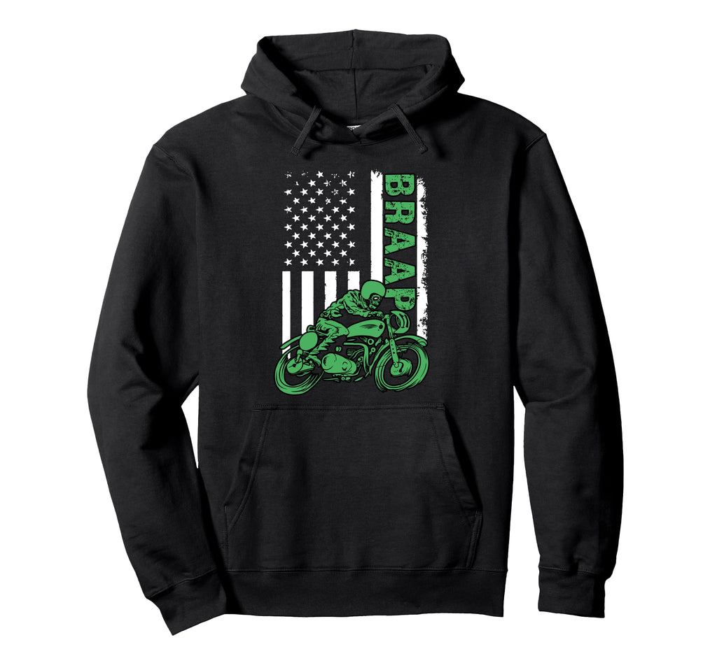 Brap Braap Usa Flag Motocross Dirt Bike Hoodie - Unique Graphic Unisex - T-Shirt, Sweatshirt, Hoodie