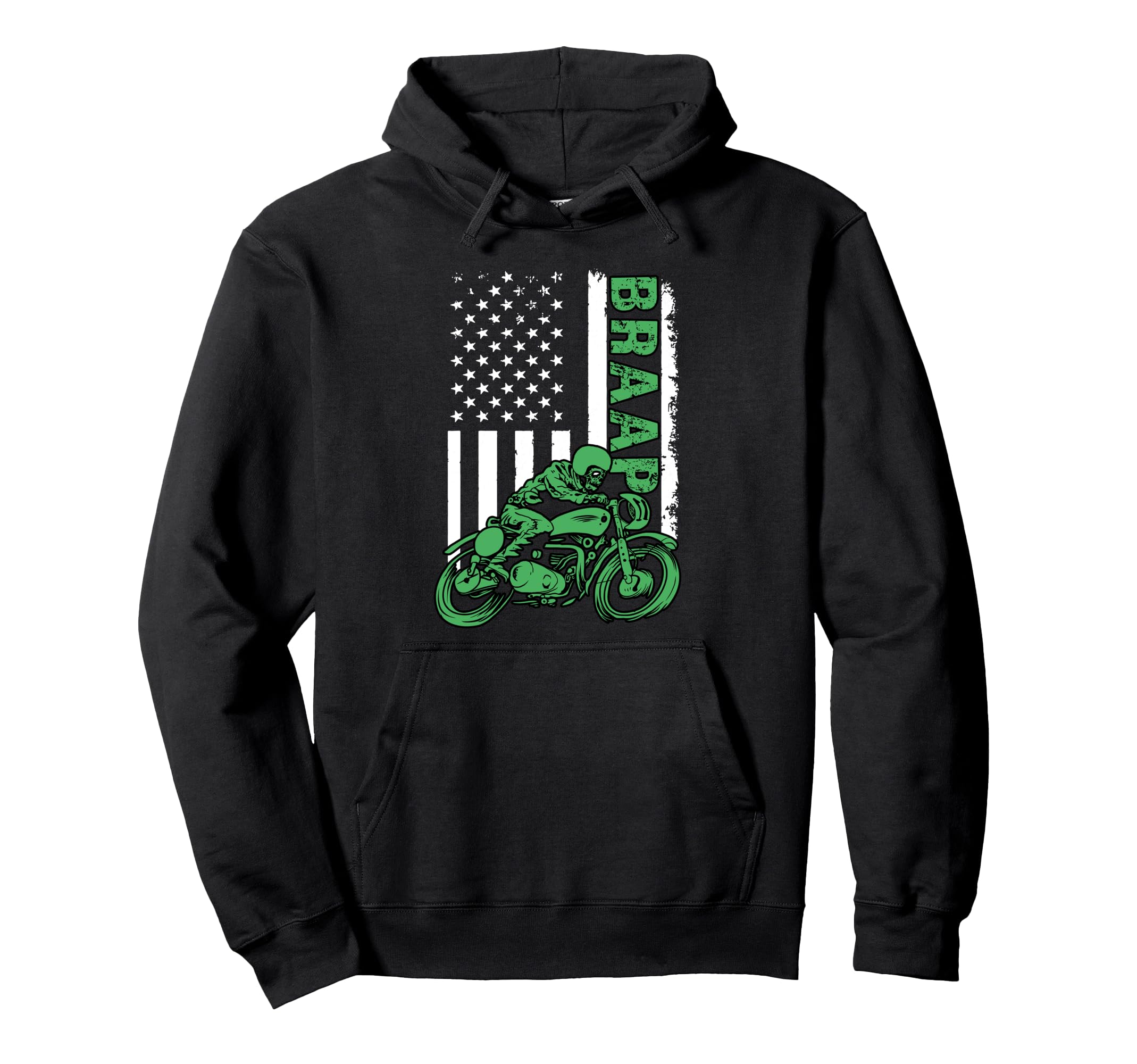 Brap Braap Usa Flag Motocross Dirt Bike Hoodie - Unique Graphic Unisex - T-Shirt, Sweatshirt, Hoodie