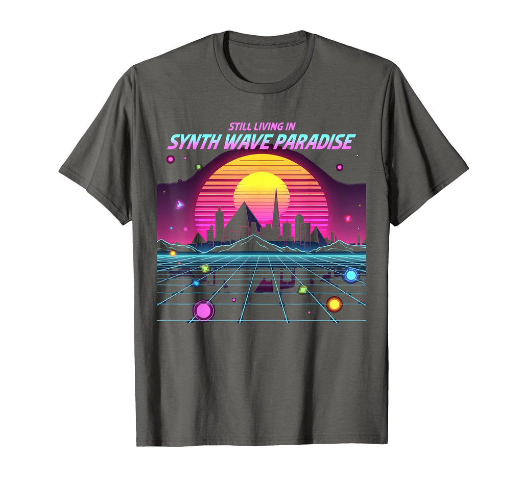 80S Synth Wave Paradise Mens T-Shirt - Custom Art Print for Adults - T-Shirt, Sweatshirt, Hoodie