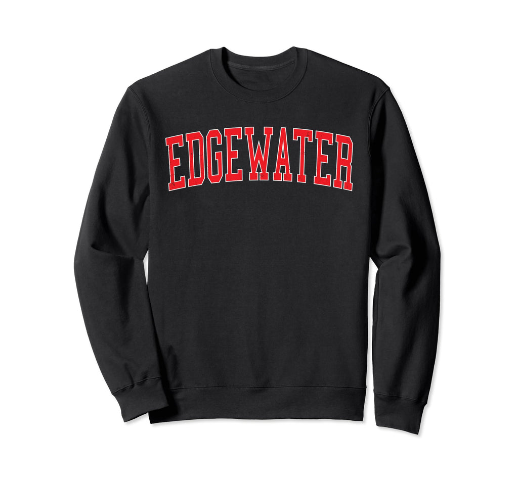 Edgewater Nj Distressed Red Varsity Sweatshirt - Aesthetic Graphic Unisex - T-Shirt, Sweatshirt, Hoodie