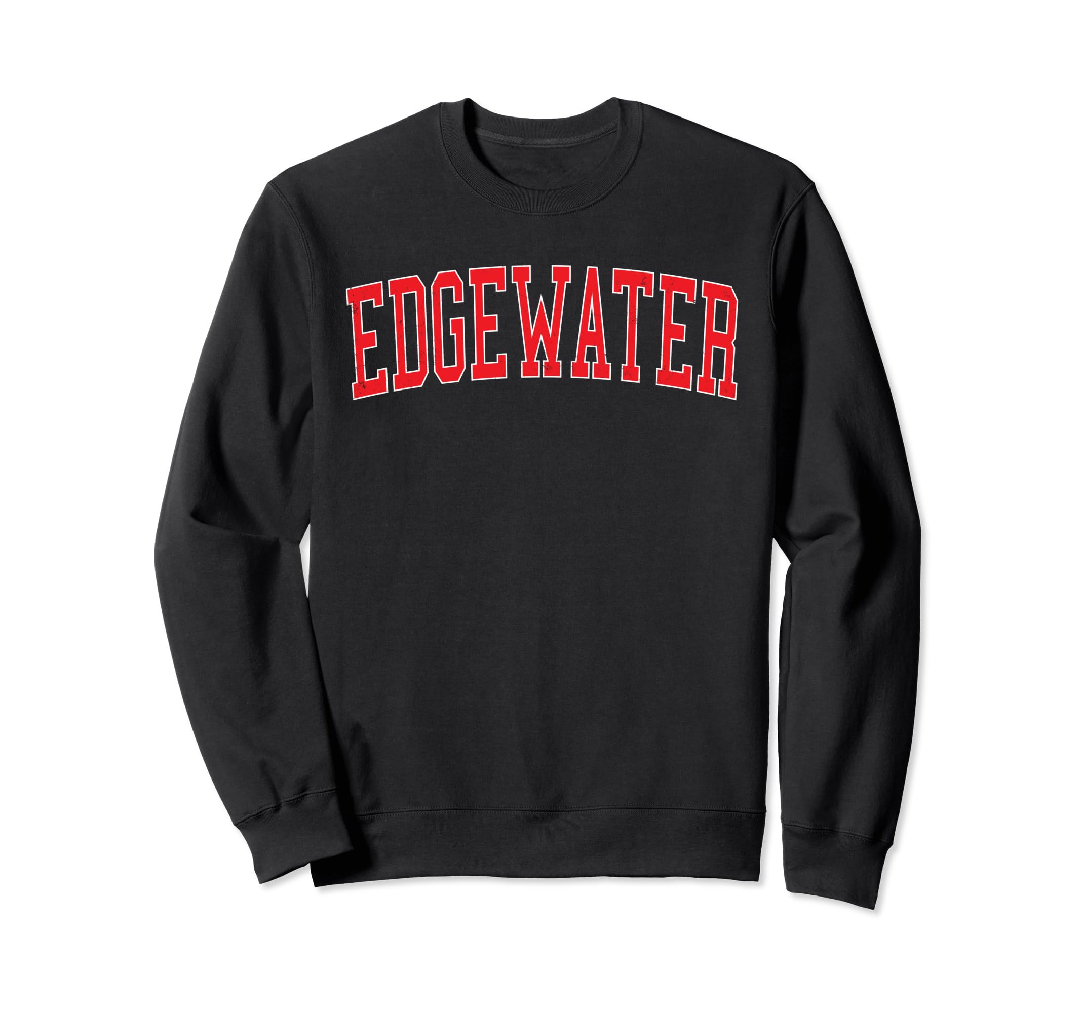 Edgewater Nj Distressed Red Varsity Sweatshirt - Aesthetic Graphic Unisex - T-Shirt, Sweatshirt, Hoodie