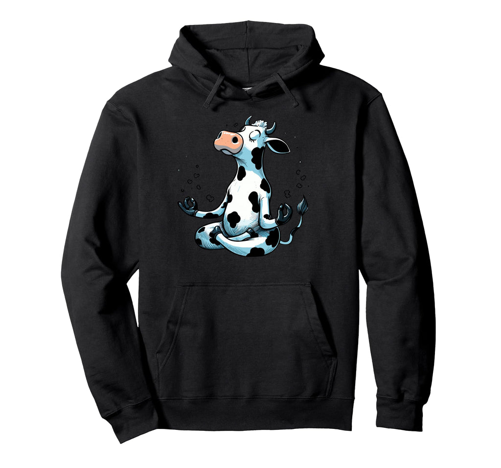 Meditation Cow Yoga Pose Relaxing Animal Hoodie - Graphic Print Unisex - T-Shirt, Sweatshirt, Hoodie