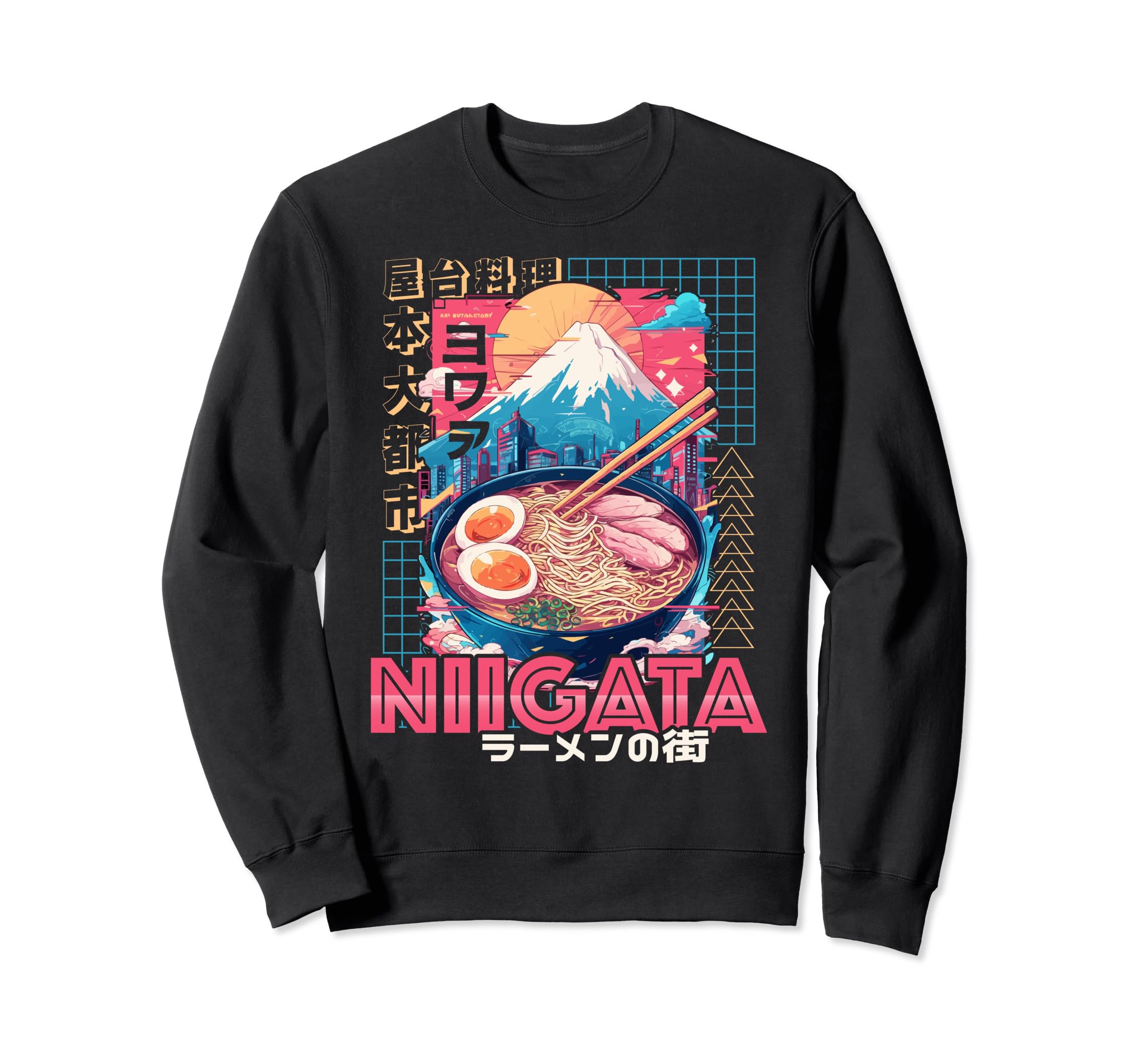 Niigata City 80S Synthwave Ramen Sweatshirt - Casual Everyday Wear Unisex - T-Shirt, Sweatshirt, Hoodie