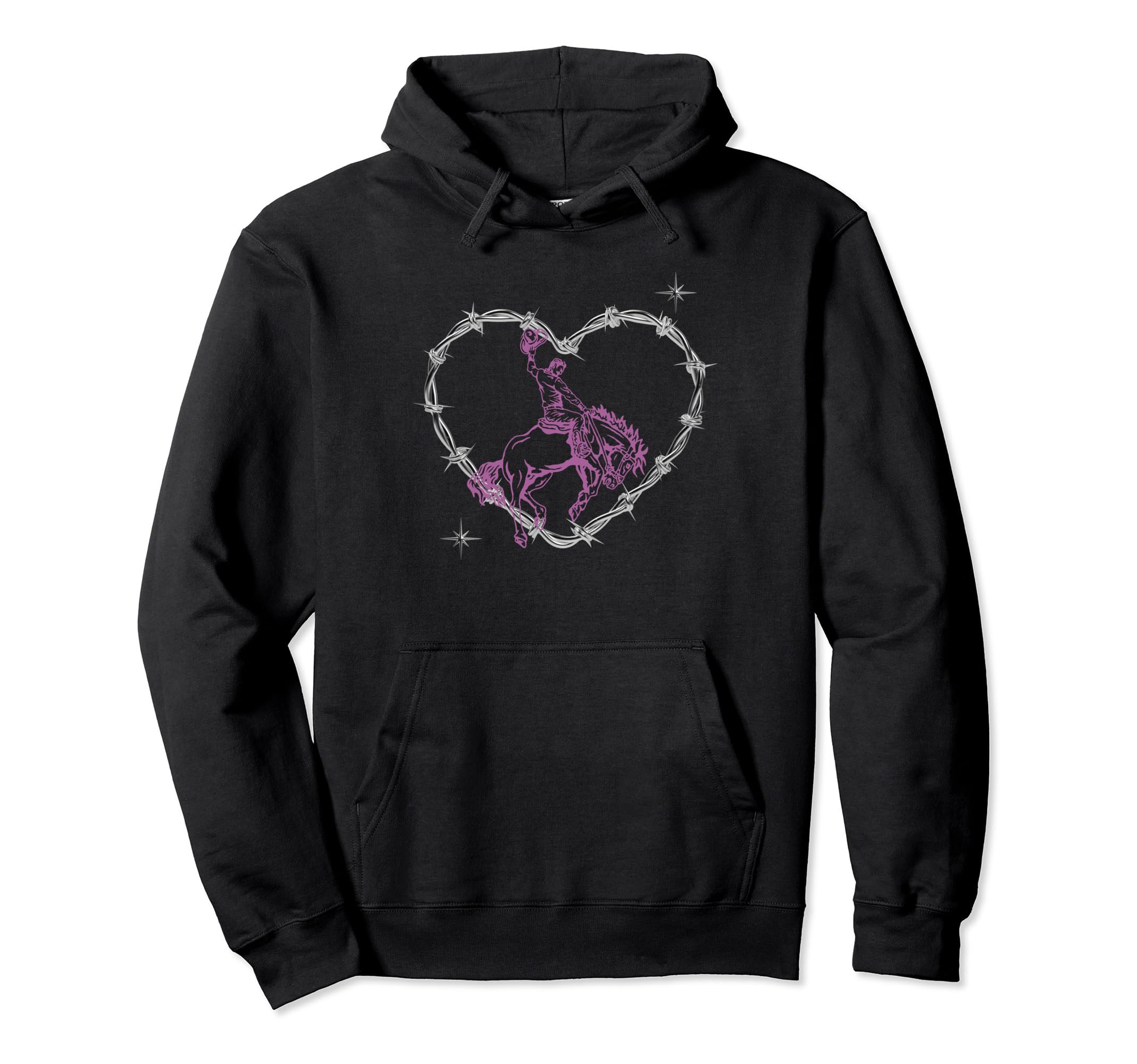 Western Bronc Horse Barbed Wire Hoodie - Novelty Apparel Unisex - T-Shirt, Sweatshirt, Hoodie
