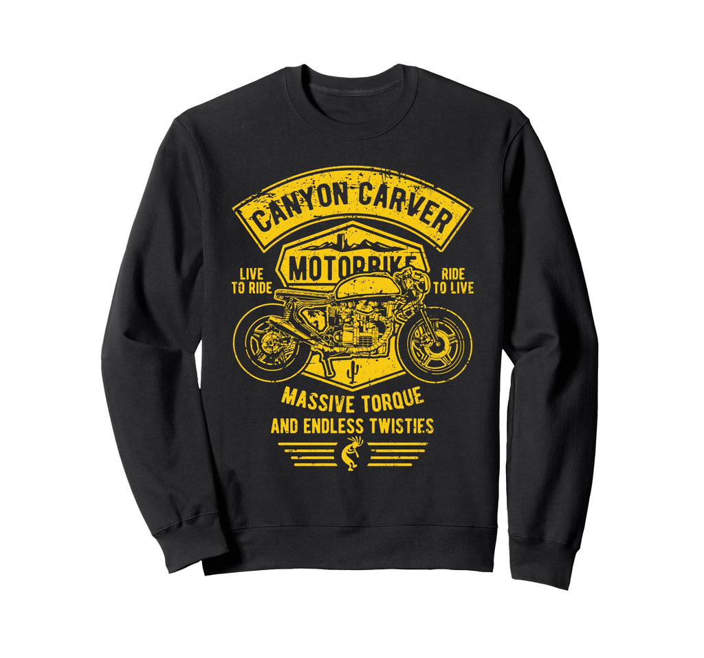 Canyon Carver Motorcycle Distressed Sweatshirt - Custom Art Print Men Women - T-Shirt, Sweatshirt, Hoodie