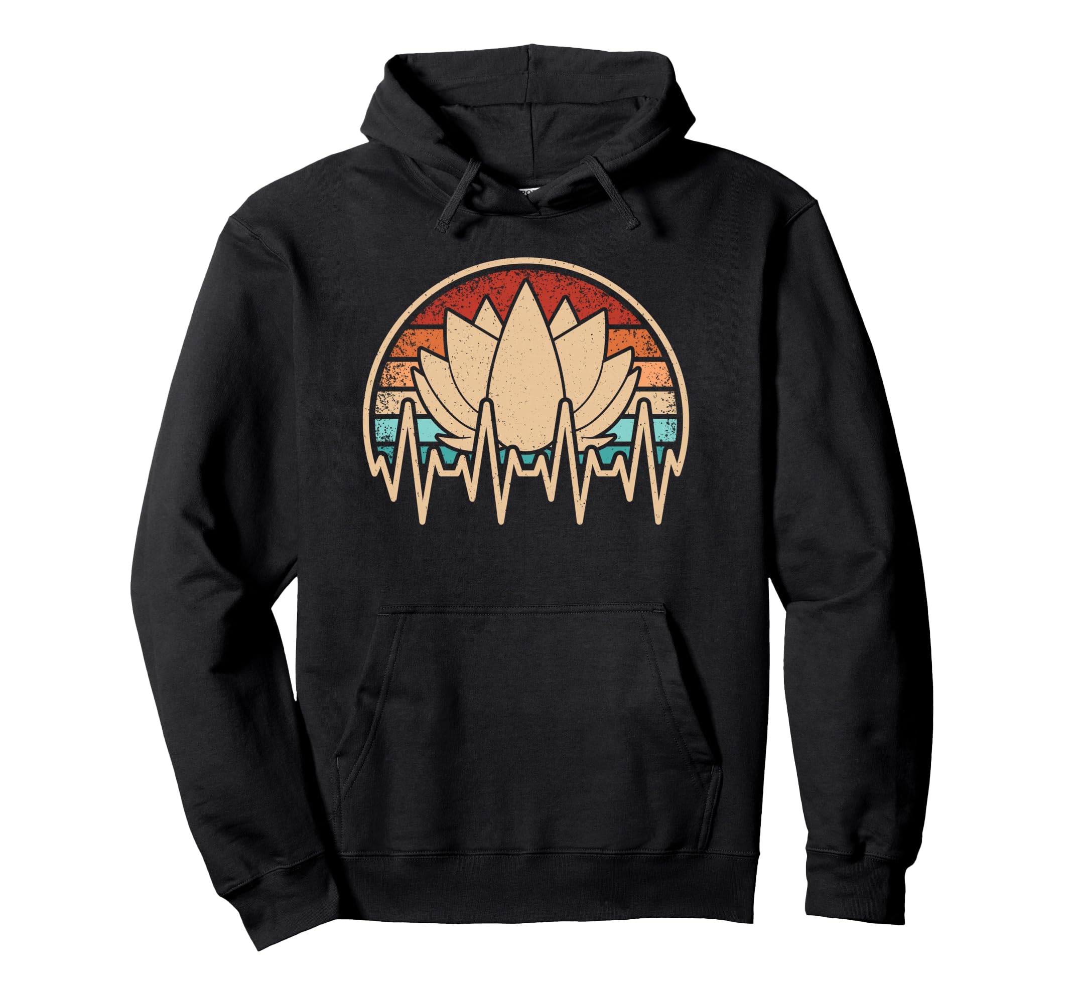 Yoga Heartbeat Yogi Meditation Lotus Hoodie - Aesthetic Graphic Unisex - T-Shirt, Sweatshirt, Hoodie