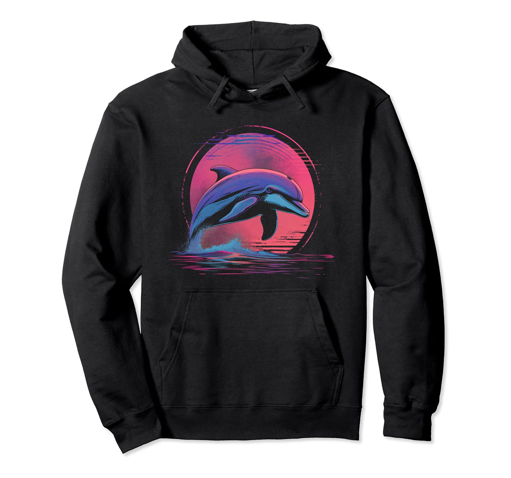 Dolphin Vaporwave Synthwave 80S 90S Beach Hoodie - Custom Art Print Unisex - T-Shirt, Sweatshirt, Hoodie
