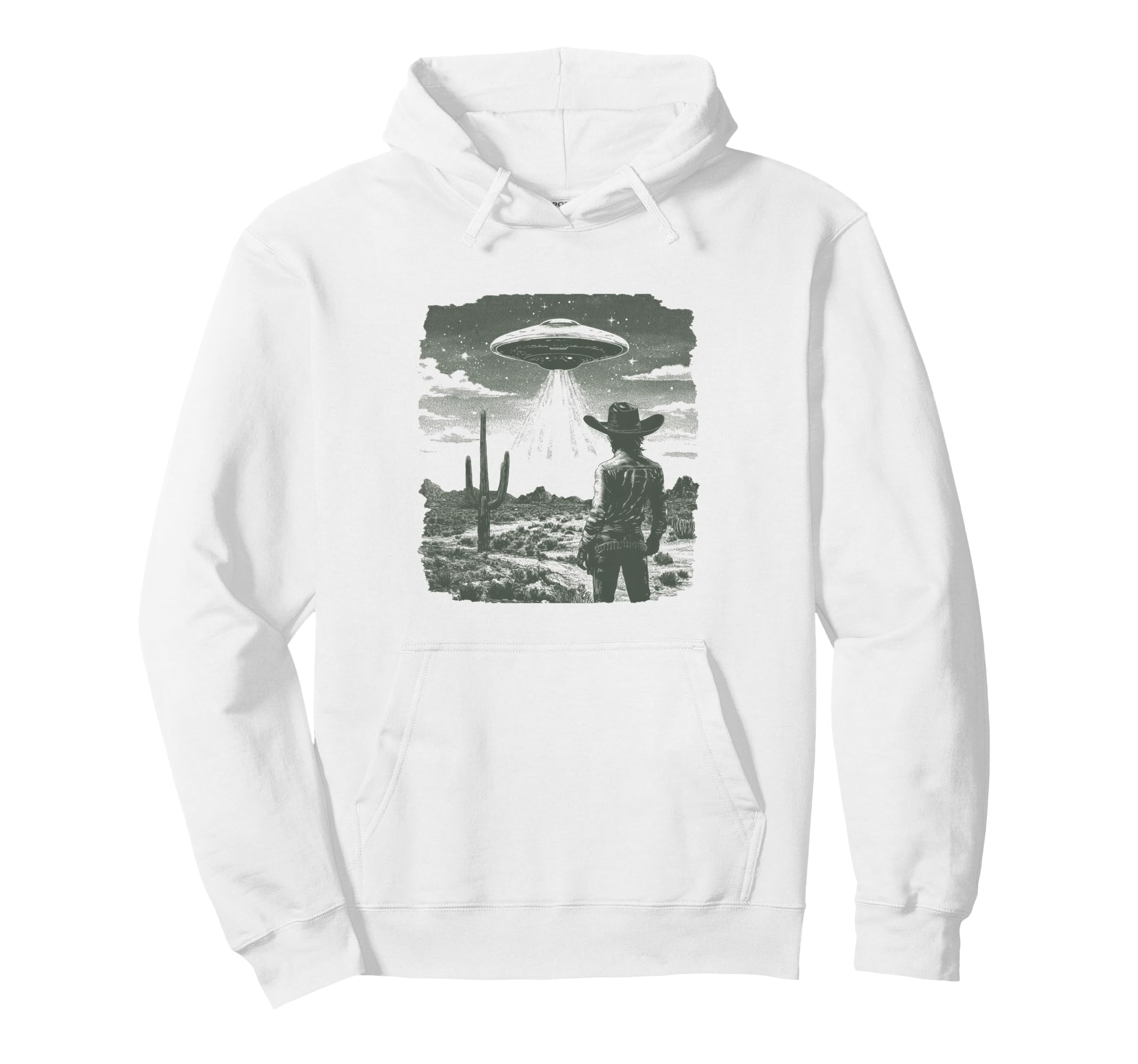 Cowboy Ufo Encounter Alien Western Hoodie - Novelty Apparel for Adults - T-Shirt, Sweatshirt, Hoodie