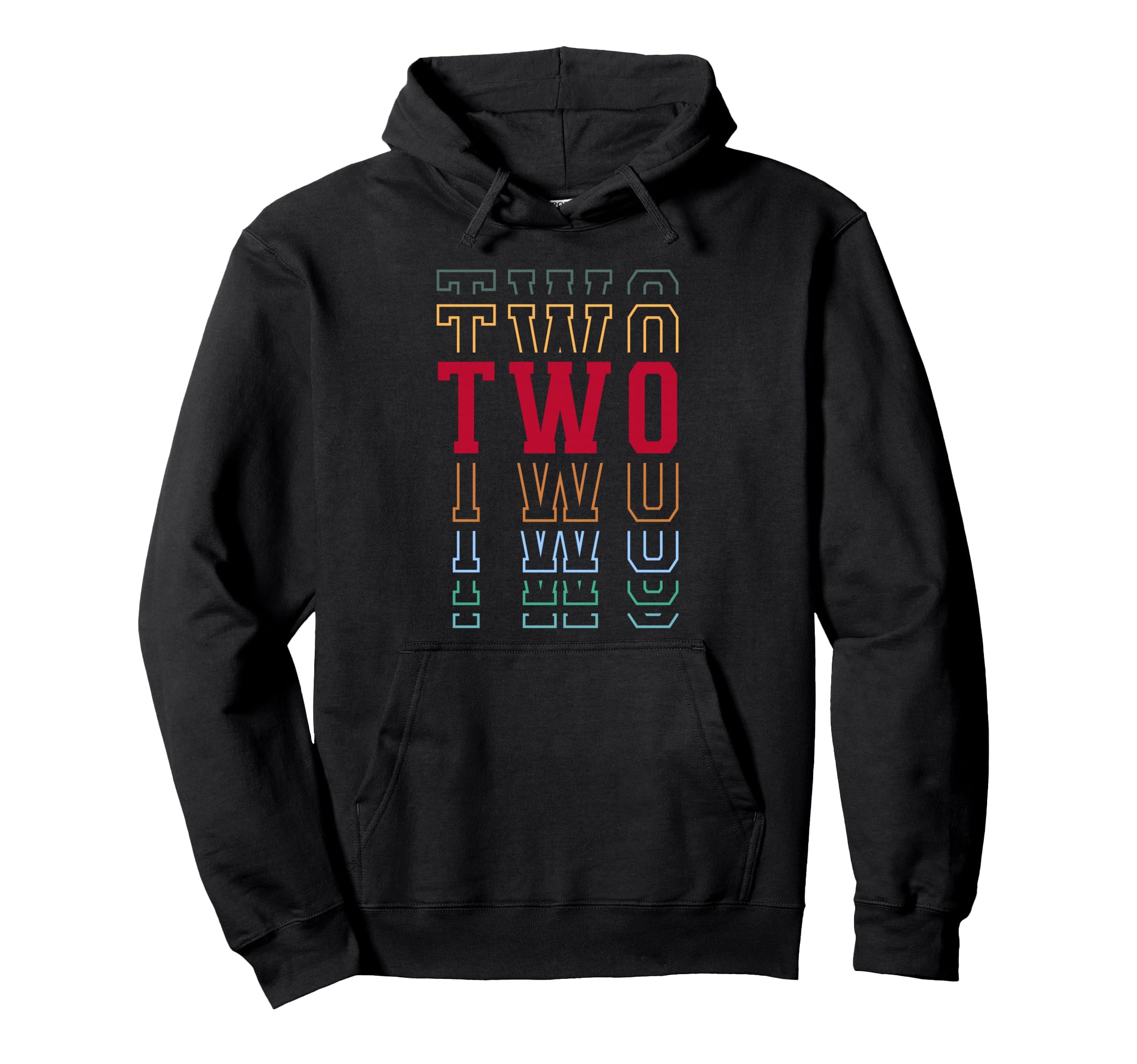 Two 2Nd Birthday Layered Text 2 Year Old Hoodie - Custom Art Print Unisex - T-Shirt, Sweatshirt, Hoodie