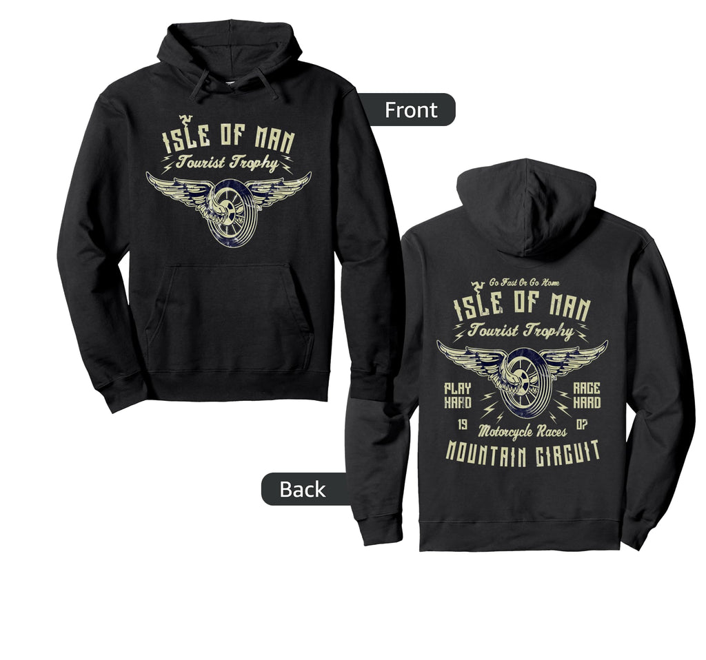 Isle Tt Races Winged Wheel Hoodie - Casual Everyday Wear Men Women - T-Shirt, Sweatshirt, Hoodie