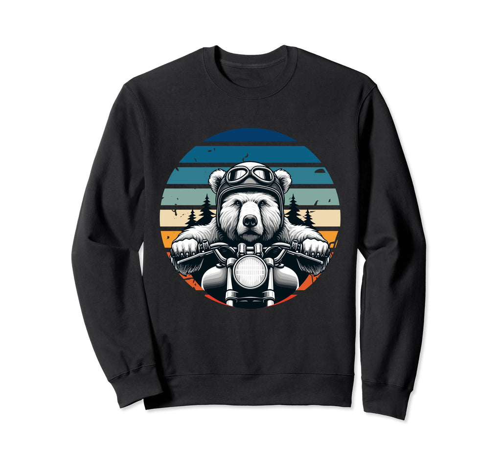 Grizzly Bear Motorcycle Biker Sweatshirt - Trendy Graphic for Adults - T-Shirt, Sweatshirt, Hoodie