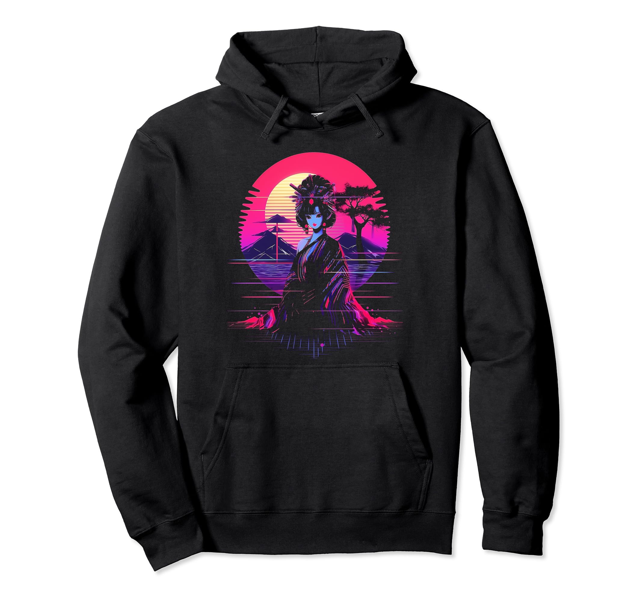 Vaporwave Geisha 80S Synthwave 12 Hoodie - Fun Novelty Design Unisex - T-Shirt, Sweatshirt, Hoodie