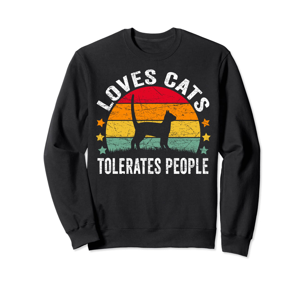 Loves Cats Tolerates People Introvert Sweatshirt - Minimalist Print Unisex - T-Shirt, Sweatshirt, Hoodie
