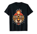 Sacred Heart Tiger Traditional Tattoo T-Shirt - Graphic Print Men Women - T-Shirt, Sweatshirt, Hoodie