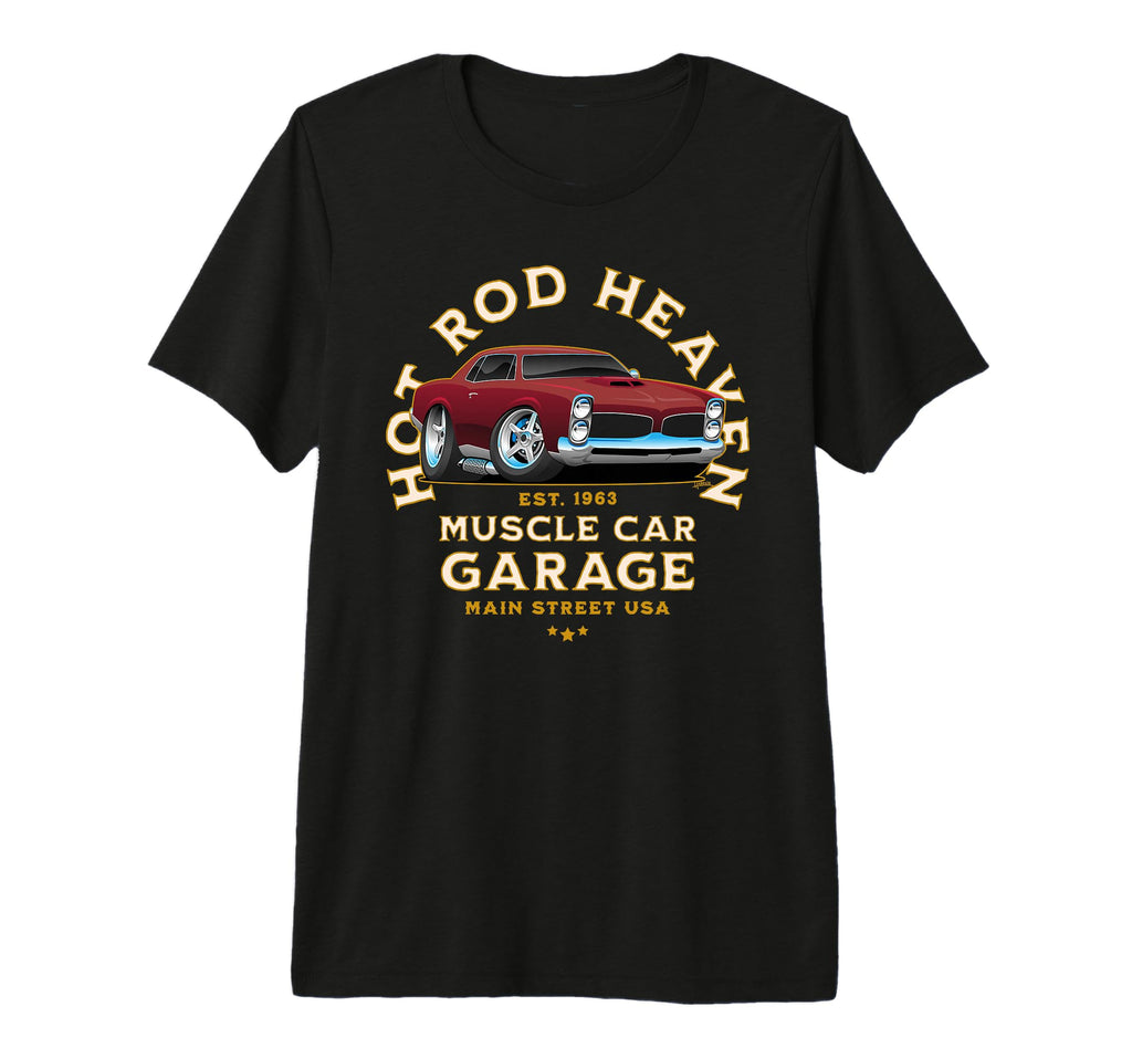 Hotrod Heaven Muscle Car Garage Usa T-Shirt - Trendy Graphic for Adults - T-Shirt, Sweatshirt, Hoodie
